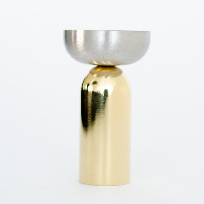 Vintage Brass and Nickel Pedestal Bowl Wall Hook - Decorative Round Hooks for Hanging Coats, Hats, Keys, and Towels in Entryway, Bathroom, or Bedroom