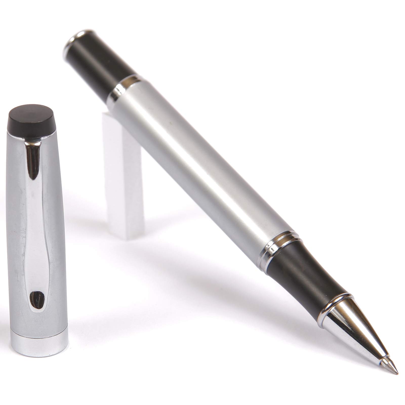 Smooth Writing Silver Gripper Roller Ball Pen - Comfort Grip for Office, School & Note Taking - Premium Ink Refillable Ballpoint Pen for Everyday Use