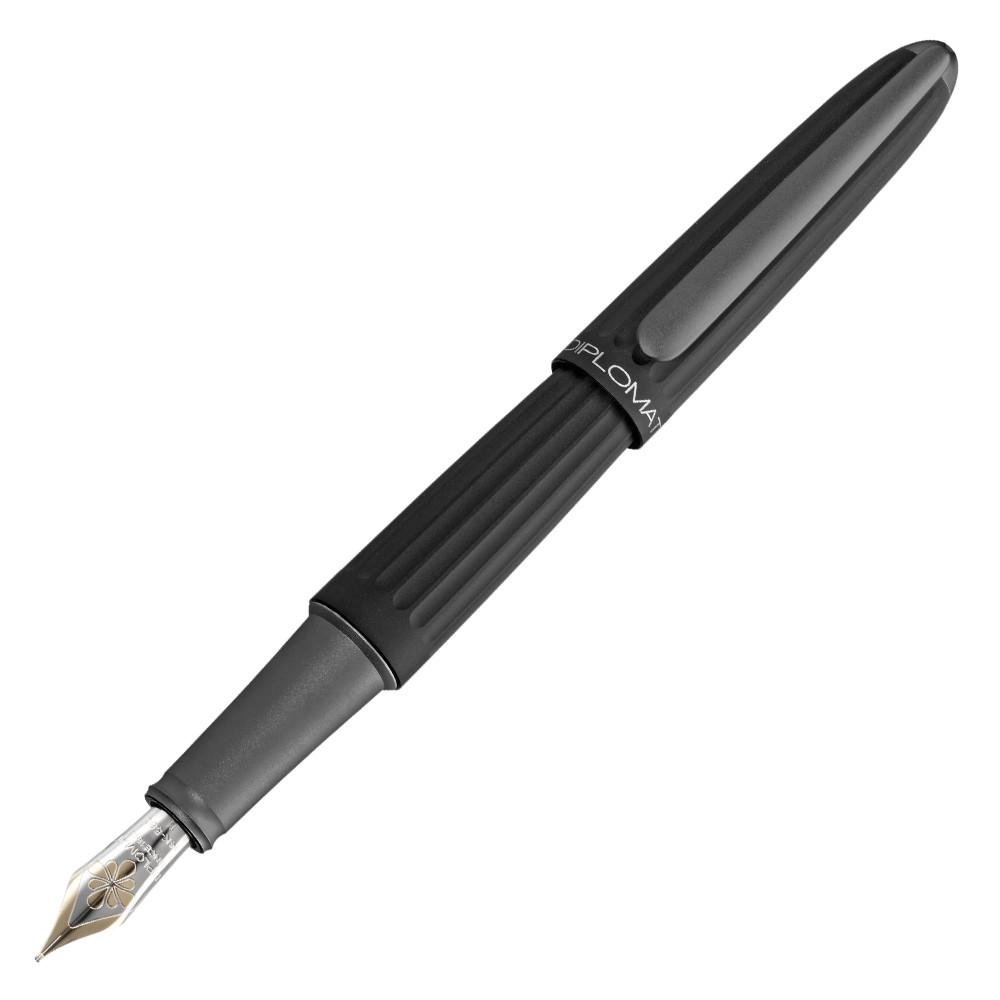 Premium Diplomat D40301011 Aero Black Aluminum Fountain Pen with 14K Gold Extra Fine Nib - Perfect for Calligraphy, Journaling & Professional Writing