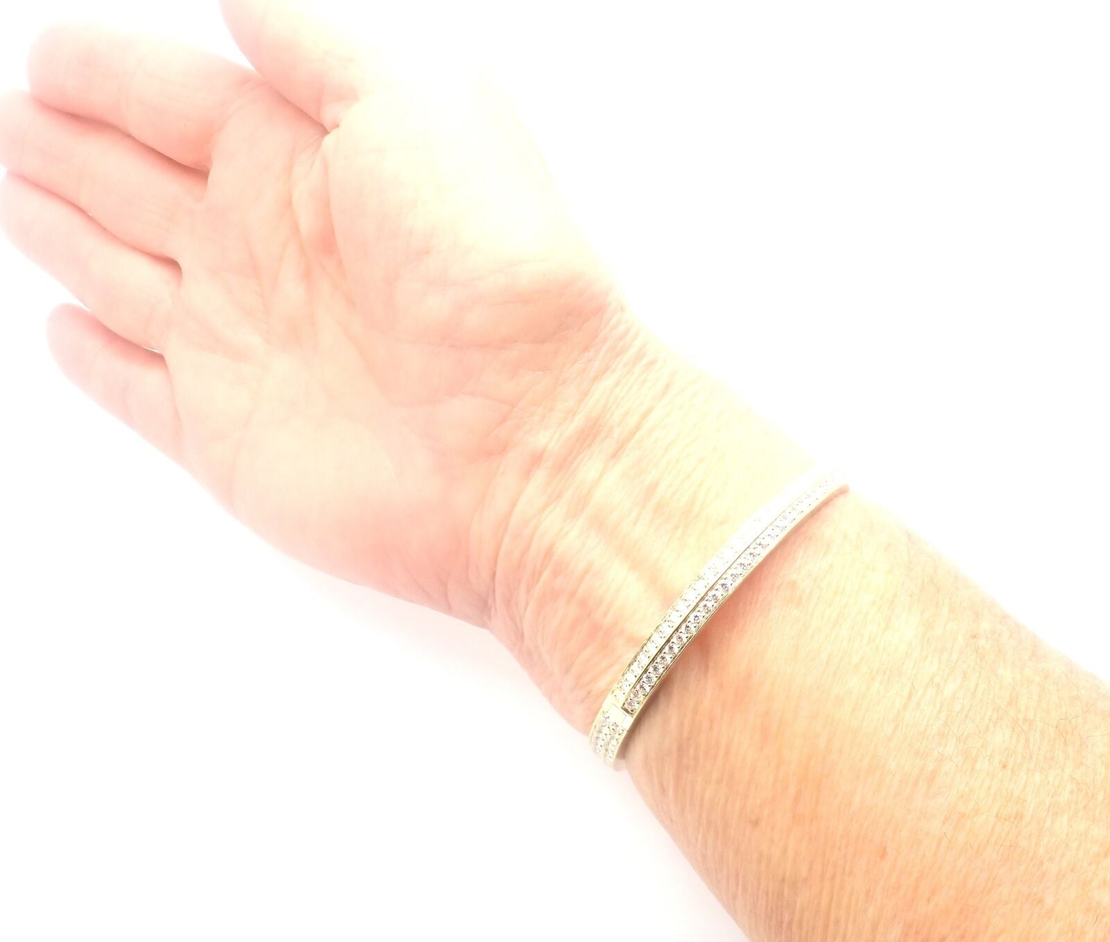 Authentic Tiffany & Co 18k Yellow Gold Diamond T1 Wide Hinged Bangle Bracelet - Luxury Jewelry for Women, Perfect for Weddings, Anniversaries & Special Occasions