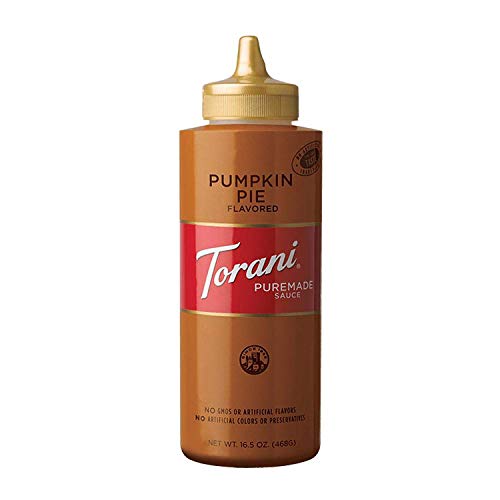 Torani Puremade Pumpkin Pie Sauce - 16.5 oz (Pack of 1) | Premium Dessert Topping for Coffee, Ice Cream & Baking | Perfect for Fall Recipes & Holiday Treats