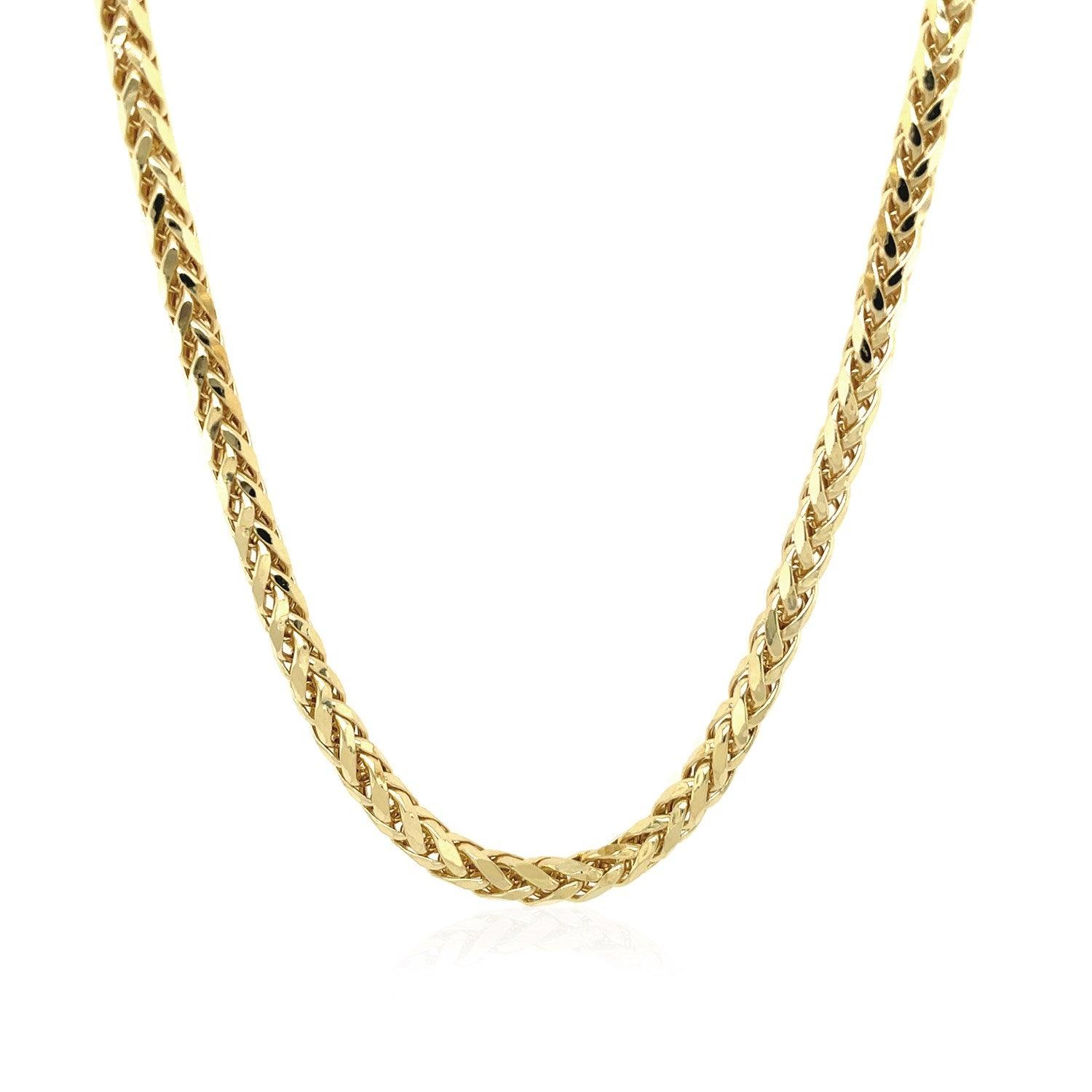 3.15mm 14K Yellow Gold Diamond-Cut Round Franco Chain Necklace for Women - Perfect for Layering, Everyday Wear & Special Occasions