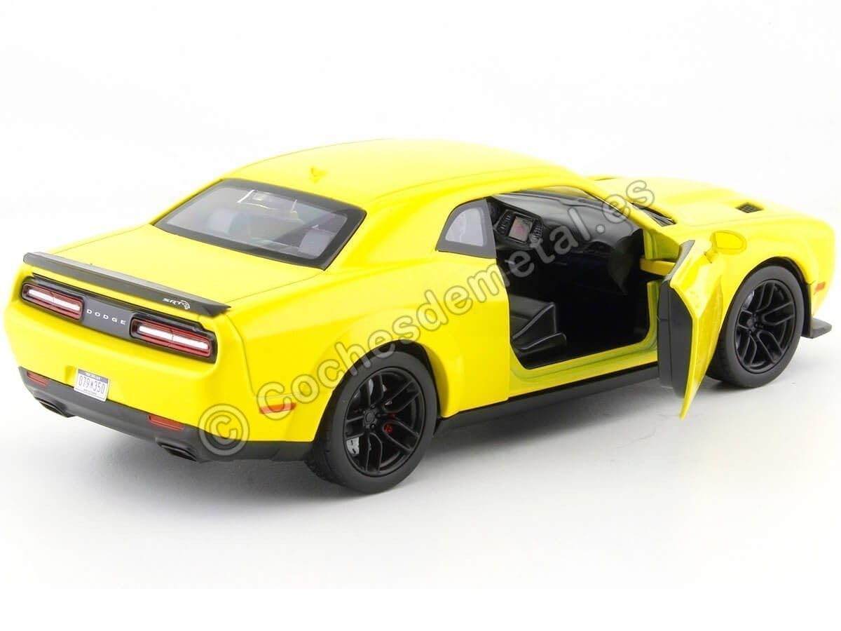 1:24 Scale 2018 Dodge Challenger SRT Hellcat Diecast Model Car - Yellow Collectible Toy for Adults & Kids - Perfect for Display, Gifts, and Car Enthusiast Collections