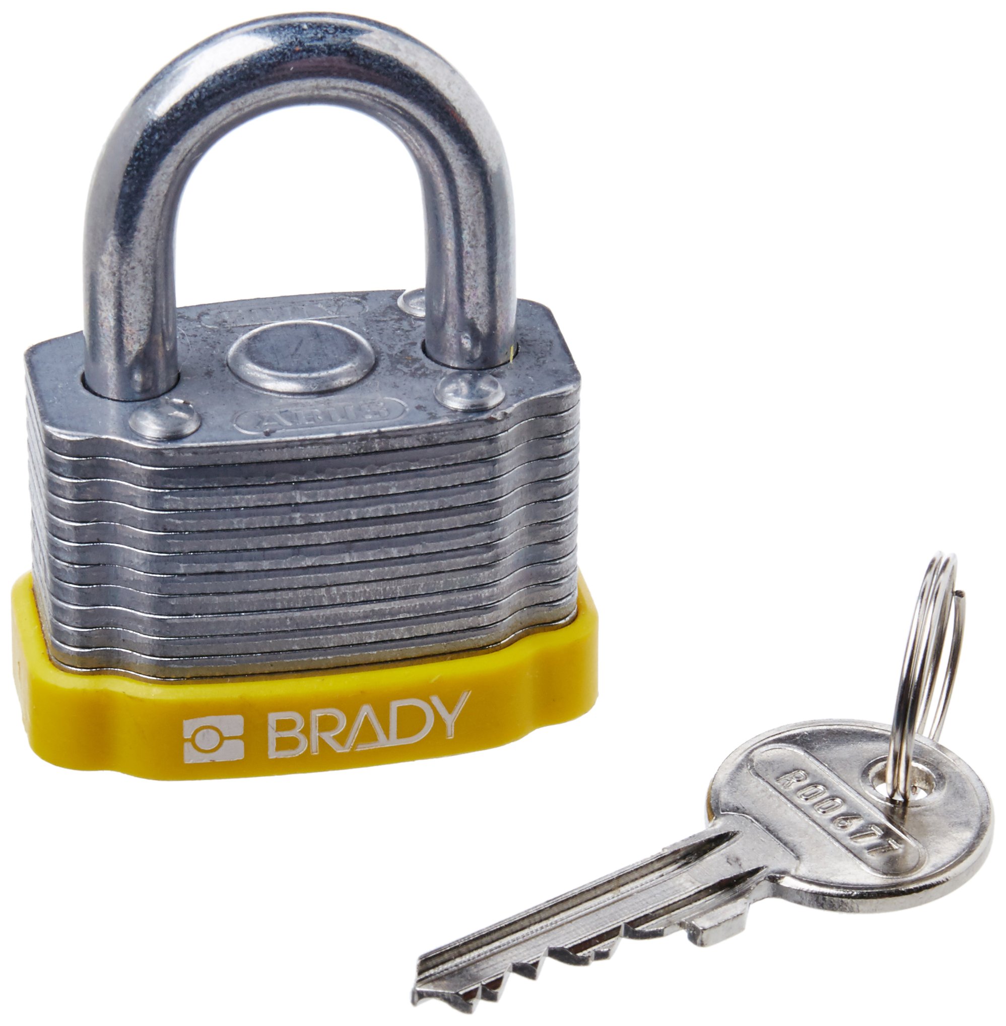 Brady 143132 Heavy Duty Yellow Steel Padlock with Key - 1-1/5