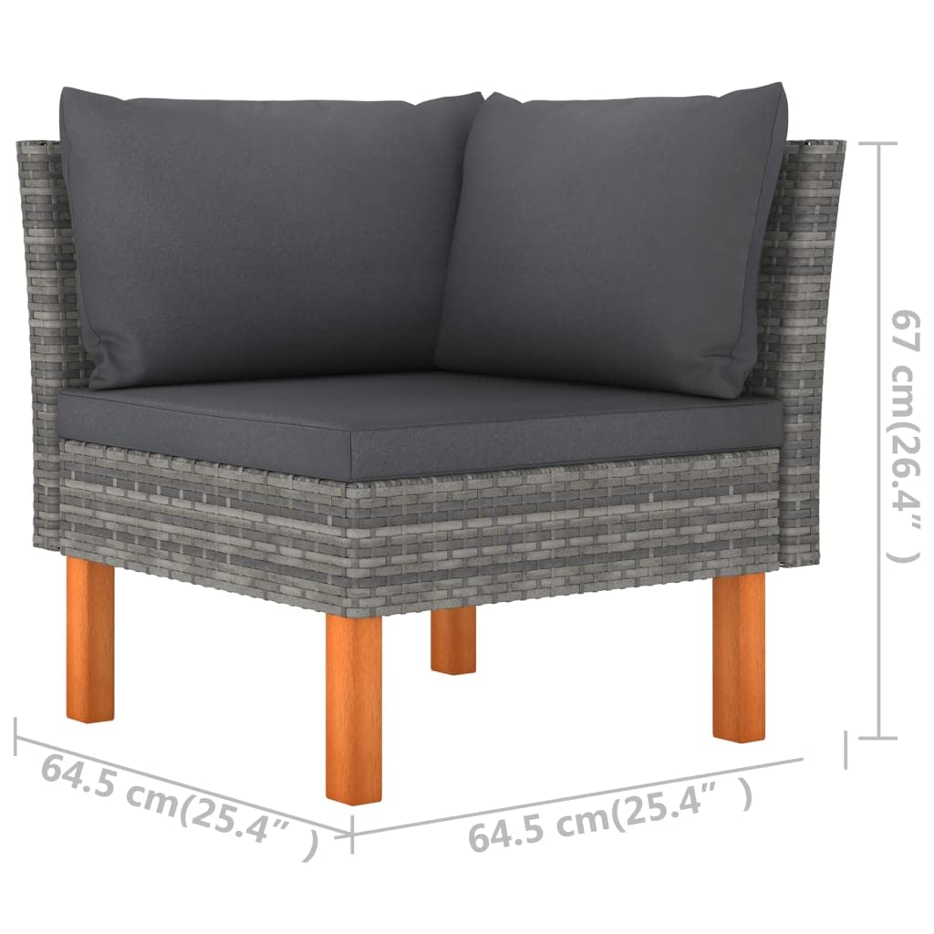 Outdoor Patio Sofa Set with Cushions - Modern Farmhouse Style Gray Poly Rattan Corner Sectional Sofa for Porch, Backyard, Balcony | Perfect for Relaxing, Entertaining & Outdoor Lounging