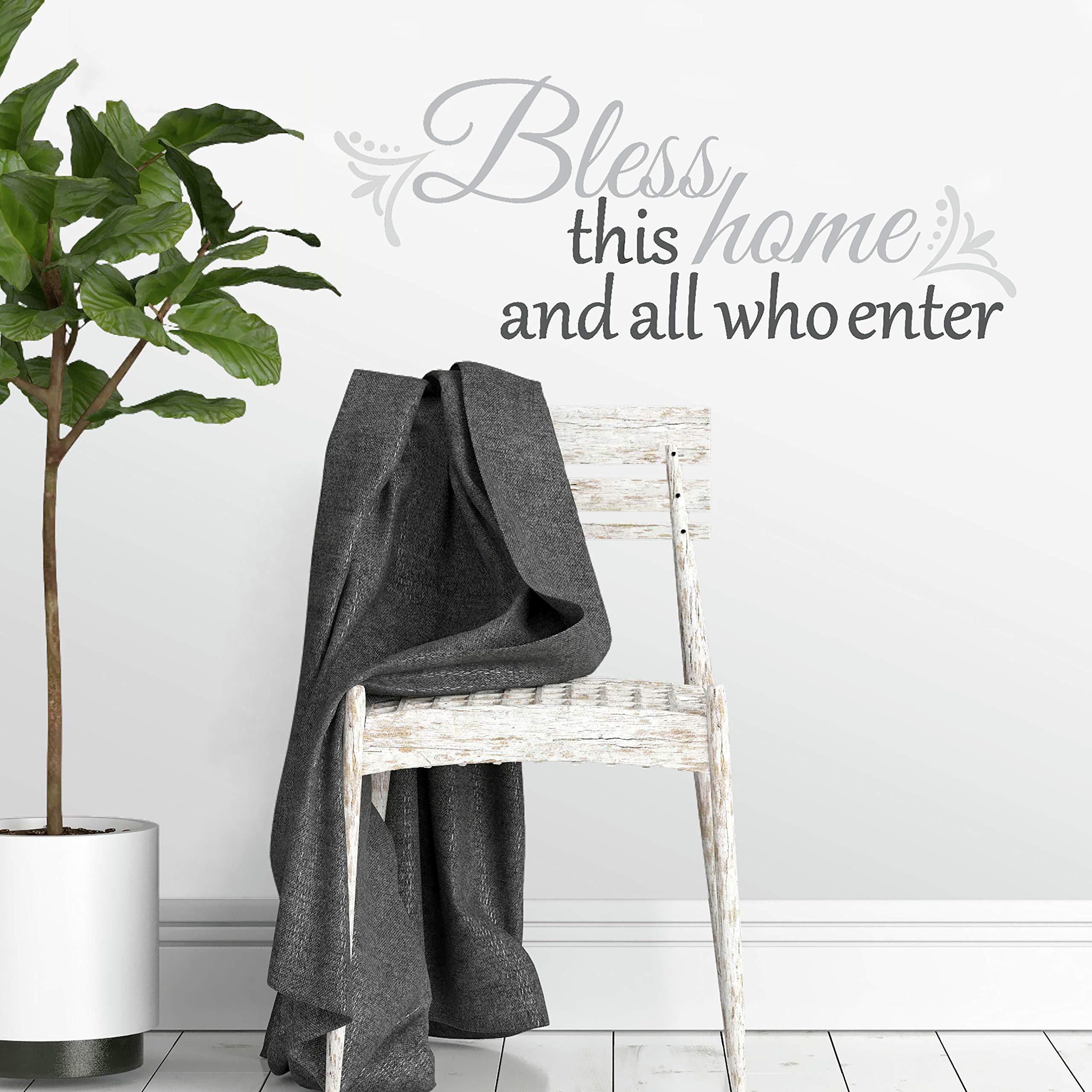 RoomMates RMK2179SCS Bless This Home Quote - Peel and Stick Wall Decals for Home Decor | Easy DIY Wall Art for Bedroom, Living Room & Nursery
