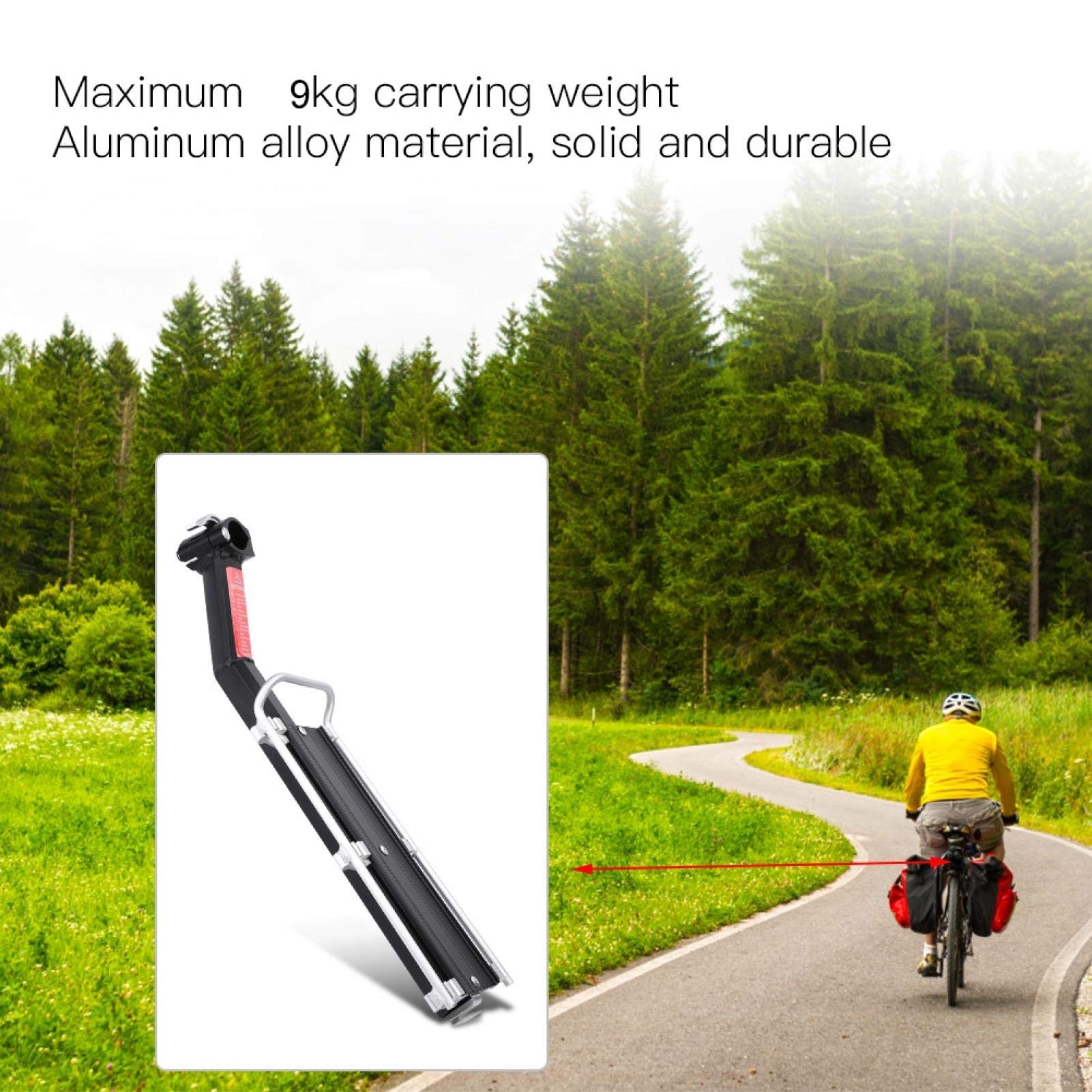 Aluminum Alloy Bike Cargo Rack - Heavy Duty Rear Bicycle Carrier for Mountain & Road Bikes | Seat Post Mounted Shelf for Pannier Bags, Luggage & Cargo | Perfect for Commuting, Touring & Outdoor Adventures