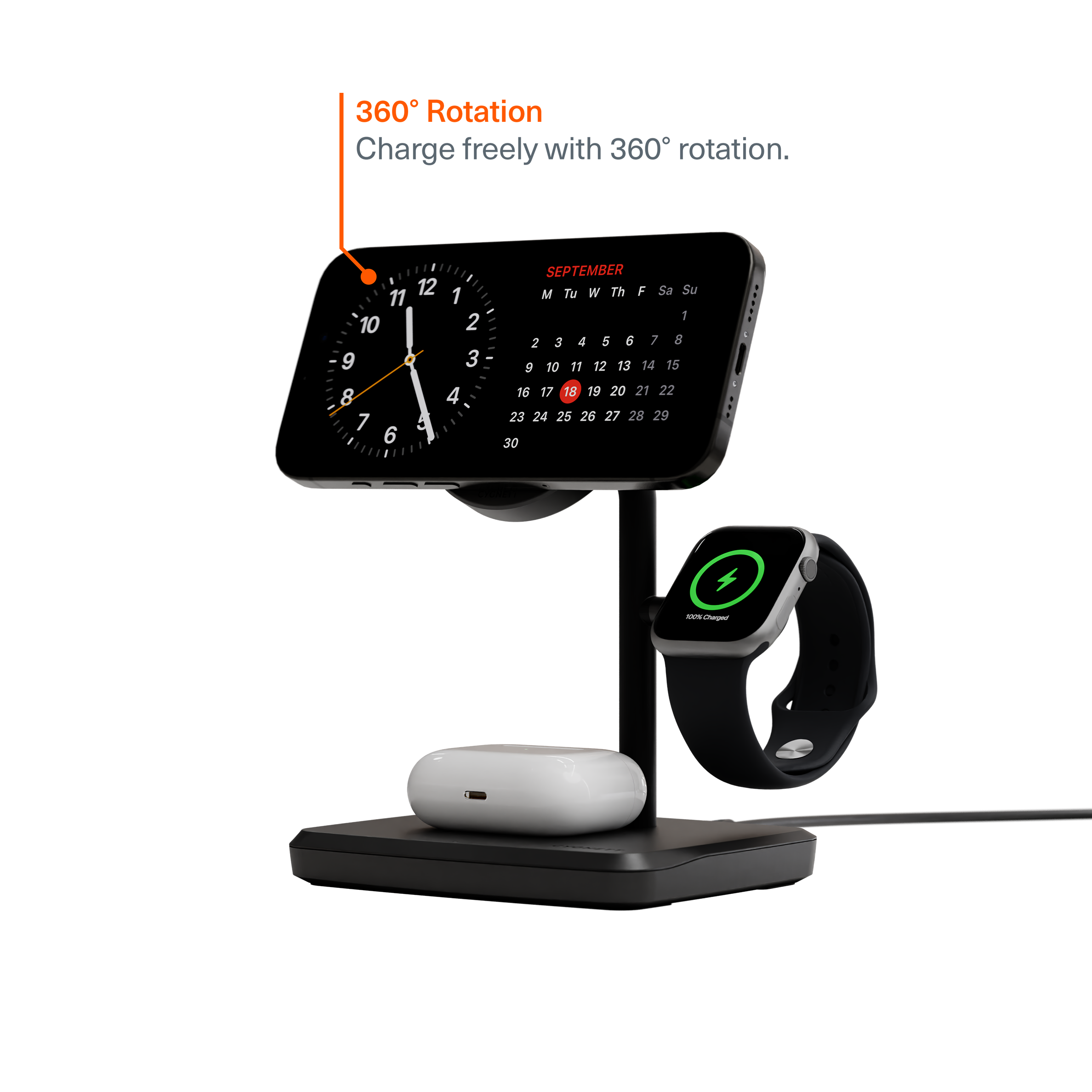 3 in 1 Magnetic Wireless Charger Qi2.0 Fast Charging Stand for iPhone 15/14/13, Samsung Galaxy, AirPods - Perfect for Home, Office & Travel