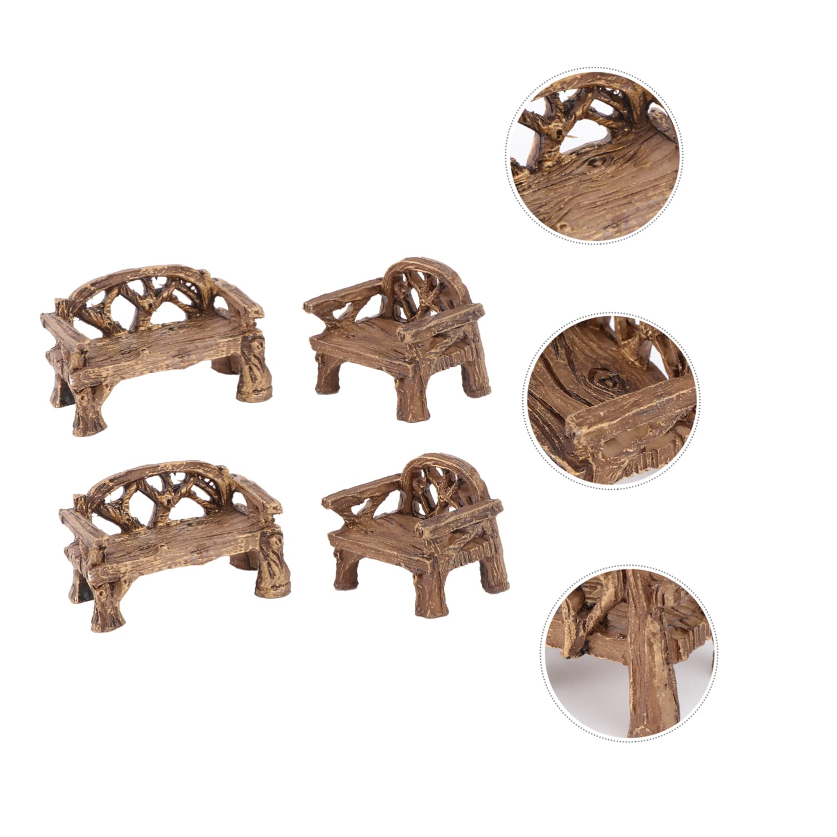 4-Piece Mini Resin Garden Chairs Set - Micro Landscape Decorative Furniture for Plants, Lawn & Outdoor Decor | Perfect for Fairy Gardens, Terrariums & Tabletop Displays