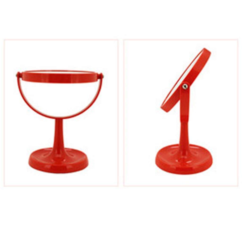 360° Rotating Double-Sided Makeup Mirror - Portable Vanity Mirror for Bedroom, Bathroom & Studio (Red, 10.9
