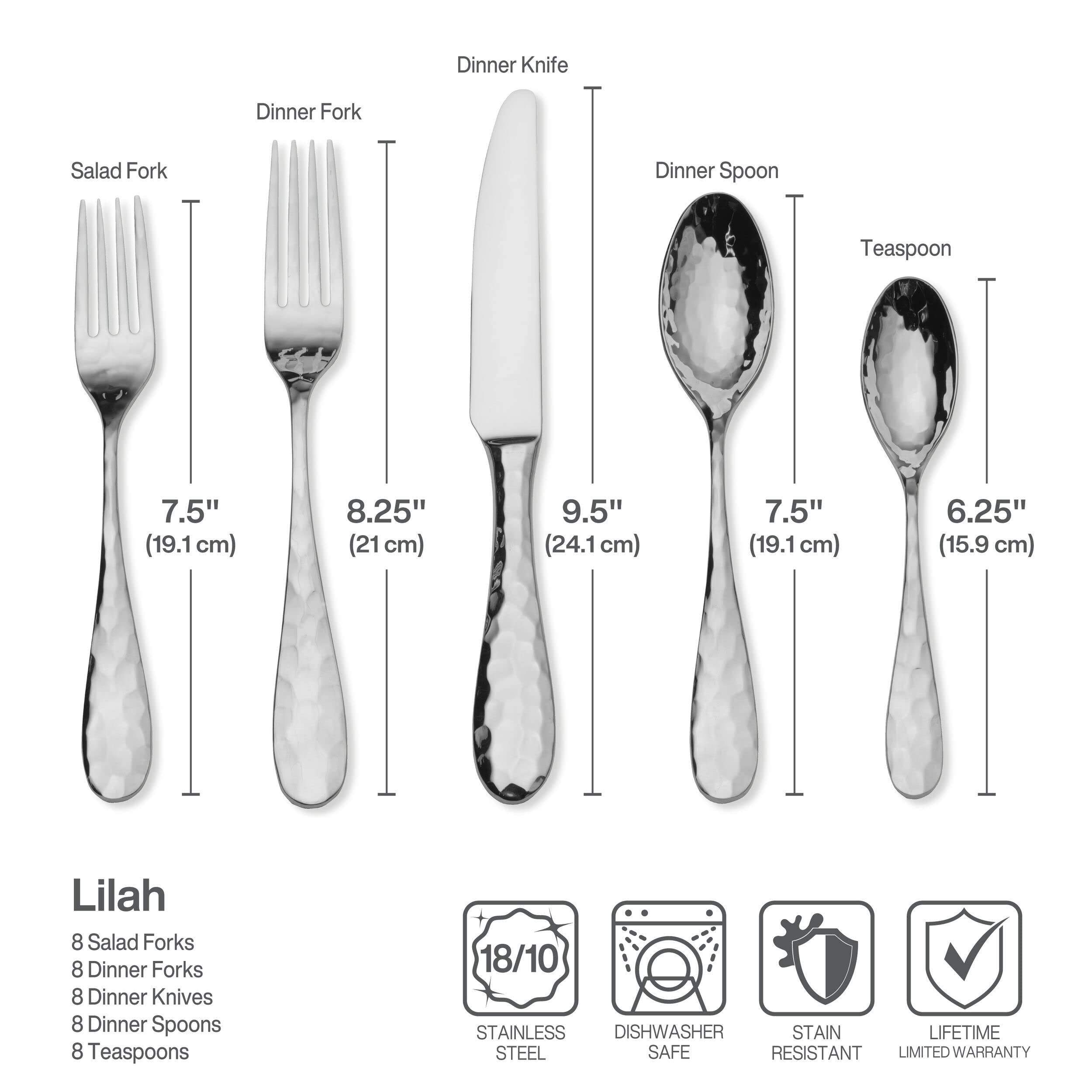 Premium Mikasa Lilah 45-Piece Flatware Set for 8 - 18/10 Stainless Steel Silverware with Serving Utensils | Elegant Dining, Dinner Parties & Formal Table Setting