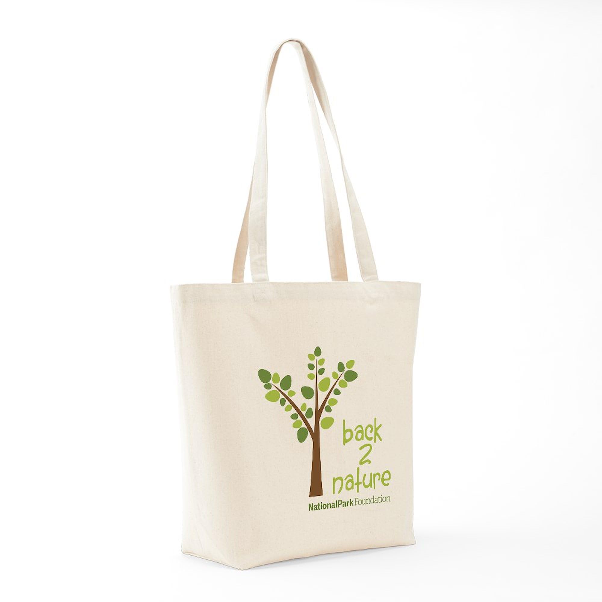 Eco-Friendly Back 2 Nature Canvas Tote Bag - Reusable Grocery Shopping Bag & Beach Tote for Women - Perfect for Farmers Market, Groceries & Outdoor Activities