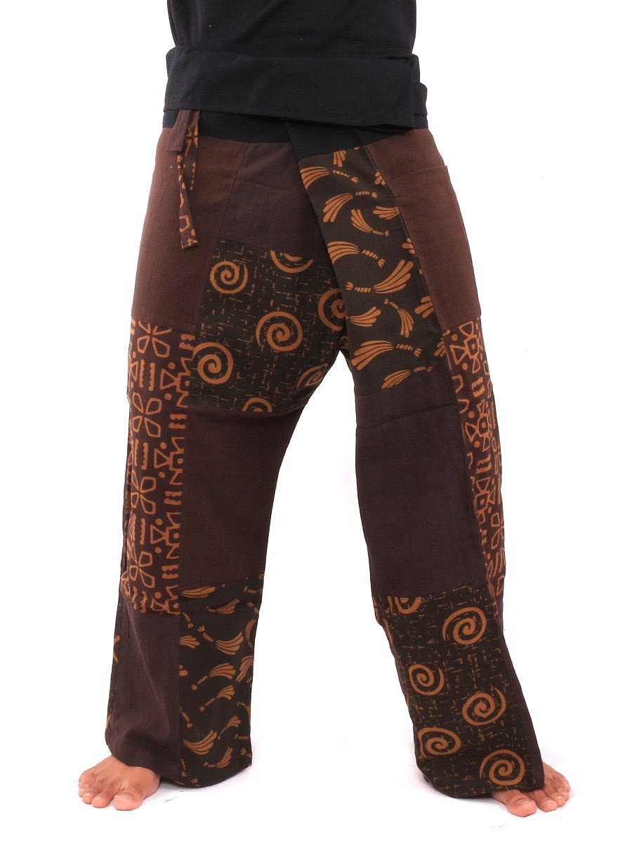Thai Fisherman Pants - Handmade Patchwork Cotton Traditional Wrap Pants for Men & Women | Yoga, Meditation, Beachwear, Festival & Boho Fashion Outfit