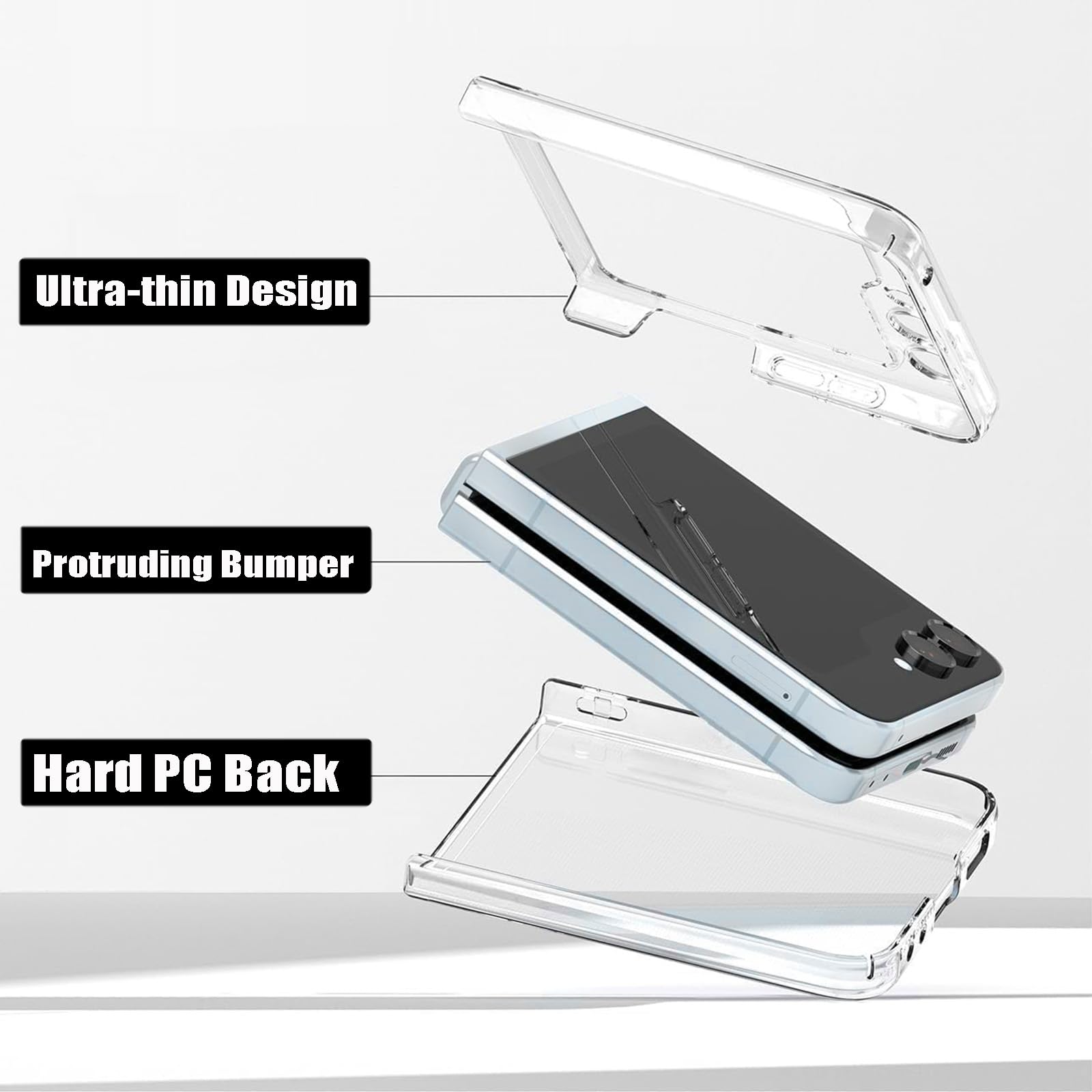 Samsung Galaxy Z Flip 6 5G Case - Clear Slim Hard PC with Silicone Bumper | Shockproof & Scratch-Resistant Protective Phone Cover for Samsung Z Flip 6 (2024 Model) | Perfect for Everyday Use, Travel & Outdoor Activities