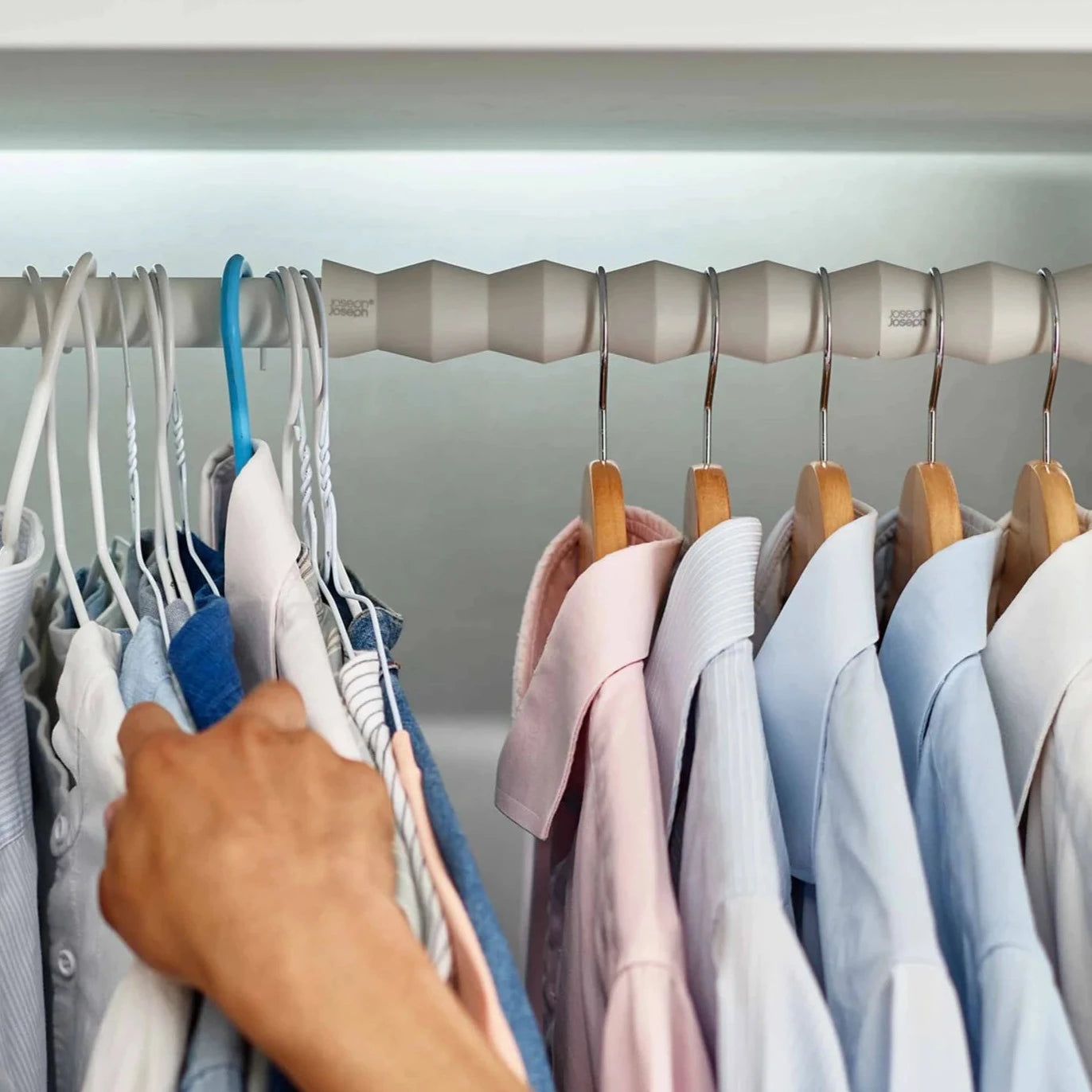 Orderly™ Set of 2 Ecru Clothes Rail Spacer Set - Organize Shirts & Suits in Closet - Perfect for Wardrobe Organization and Space Saving