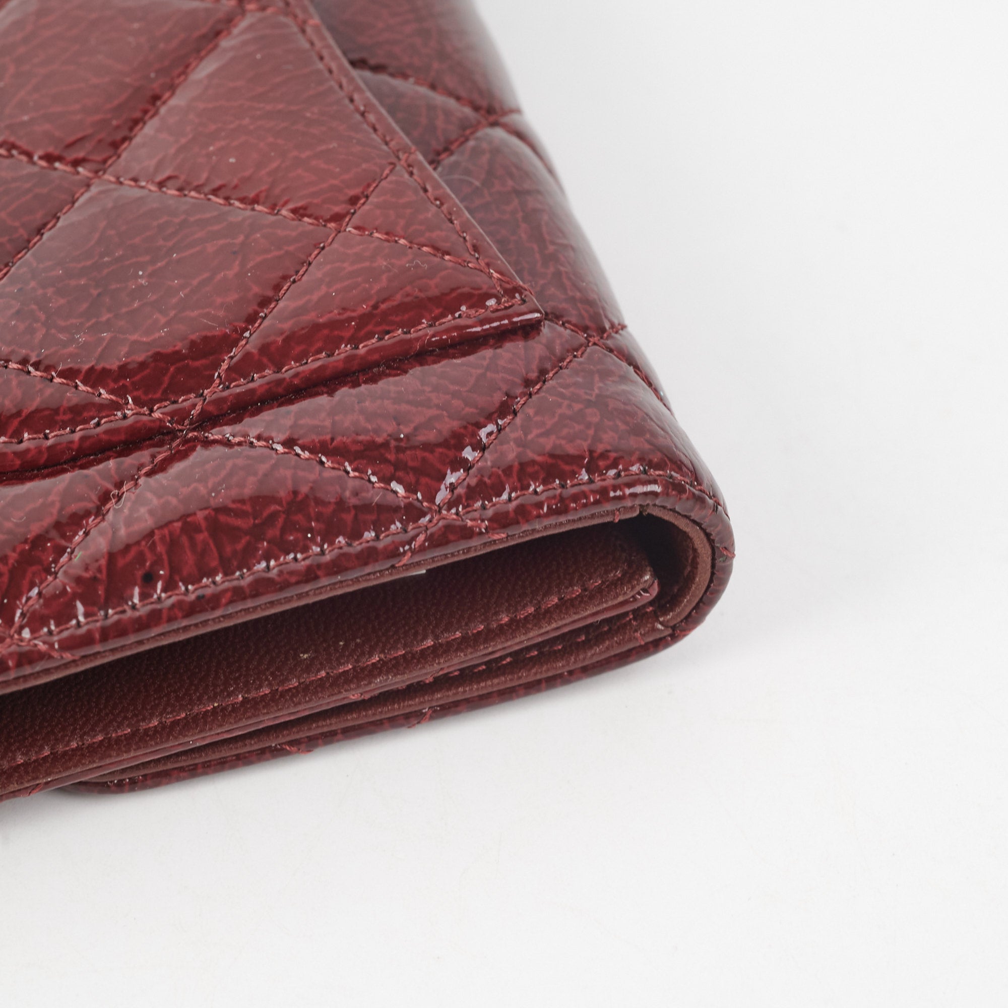 Chanel Long Quilted Patent Leather Burgundy Wallet for Women | Luxury Designer Card Holder & Money Organizer | Perfect for Everyday Use, Travel, and Gifting