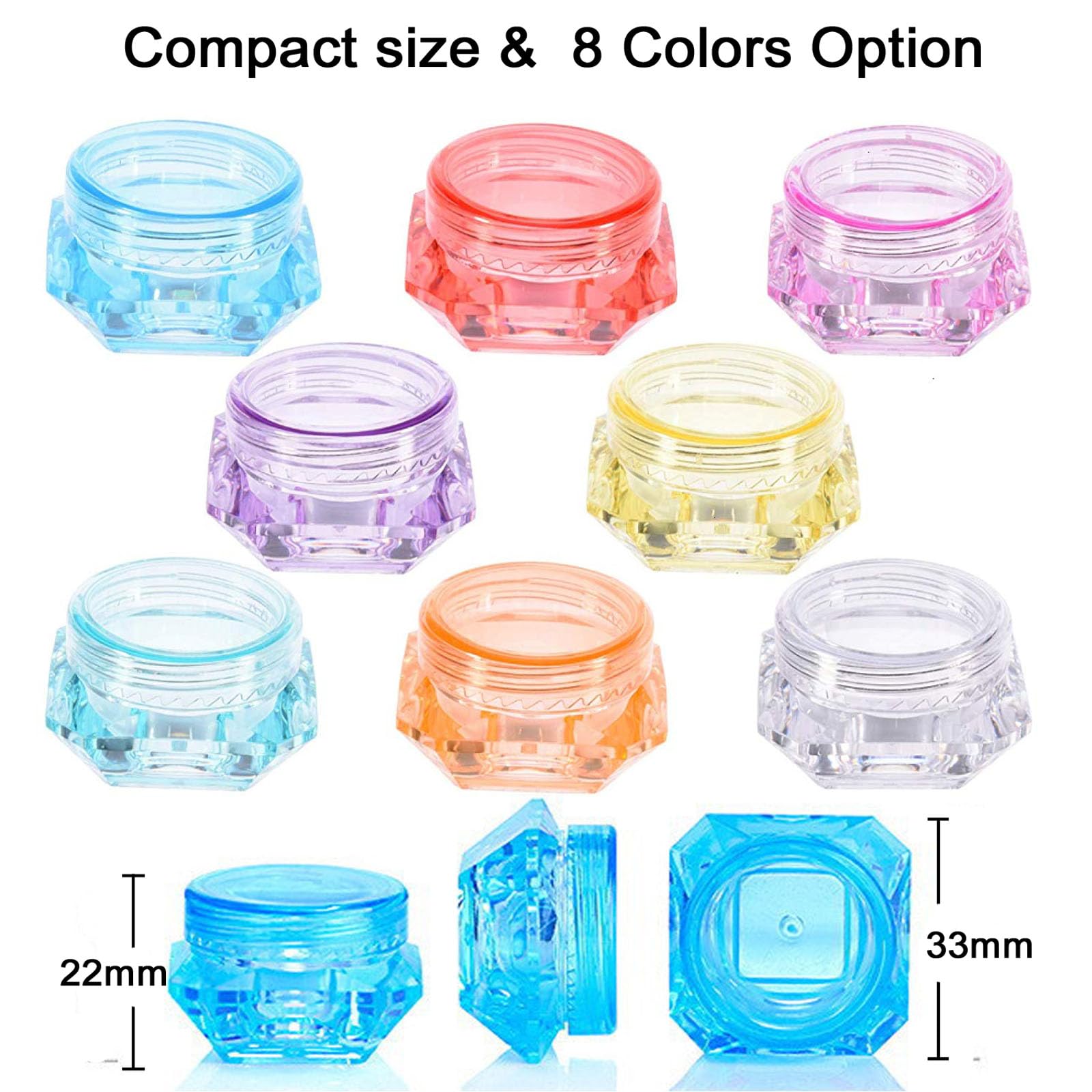 40 PCs 5ml Empty Clear Plastic Cosmetic Containers with 3 Mini Spatulas - Diamond Shape Jars for Lip Gloss, Creams & Skincare Samples - Travel Friendly Beauty Storage