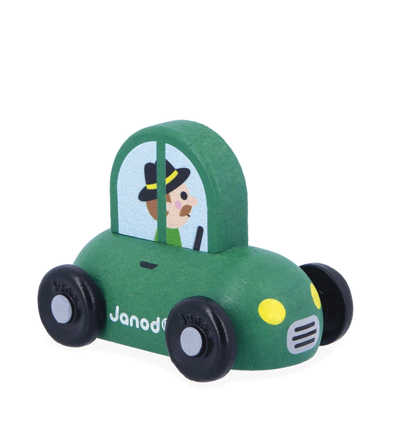 Janod Wooden Countryside Car Crossroads Toy - Educational Road Play Set for Kids, Perfect for Imaginative Play & Learning Traffic Rules