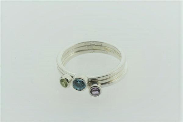 3-Piece Sterling Silver Stone Ring Set for Women - Elegant Stackable Rings for Everyday Wear, Gift Giving & Special Occasions