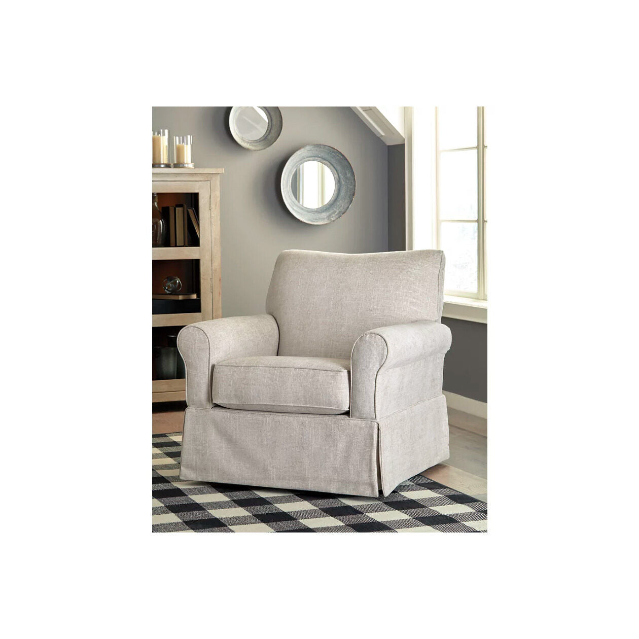 Searcy Swivel Glider Accent Chair - Modern Upholstered Lounge Chair with 360 Degree Rotation - Perfect for Living Room, Bedroom, or Nursery Relaxation