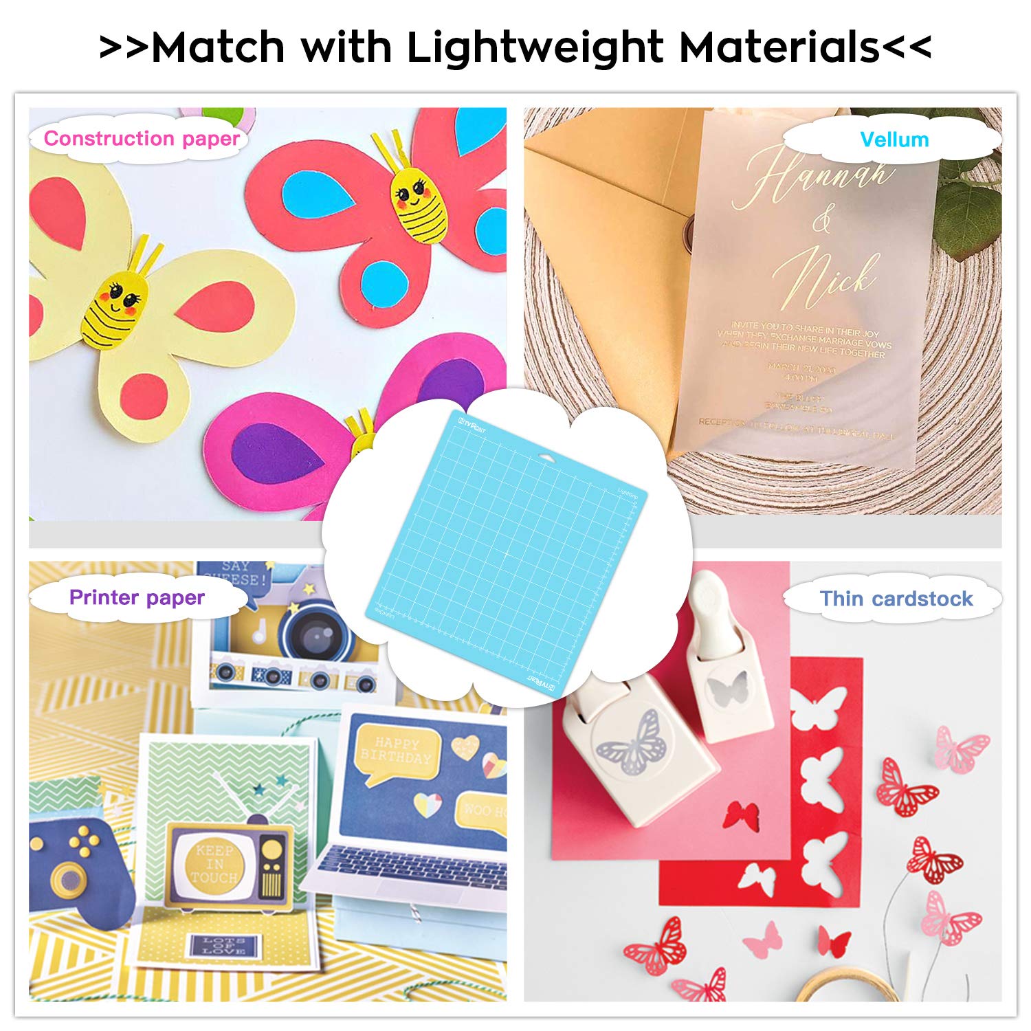 HTVRONT Light Grip Cutting Mat 12x12 Inch - 3 Pack Replacement Mats for Cricut Maker 3, Maker, Explore 3, Air 2, Air & One - Low Tack Adhesive Craft Mats for Vinyl, Paper & Fabric Cutting - Perfect for DIY Projects, Scrapbooking & Quilting