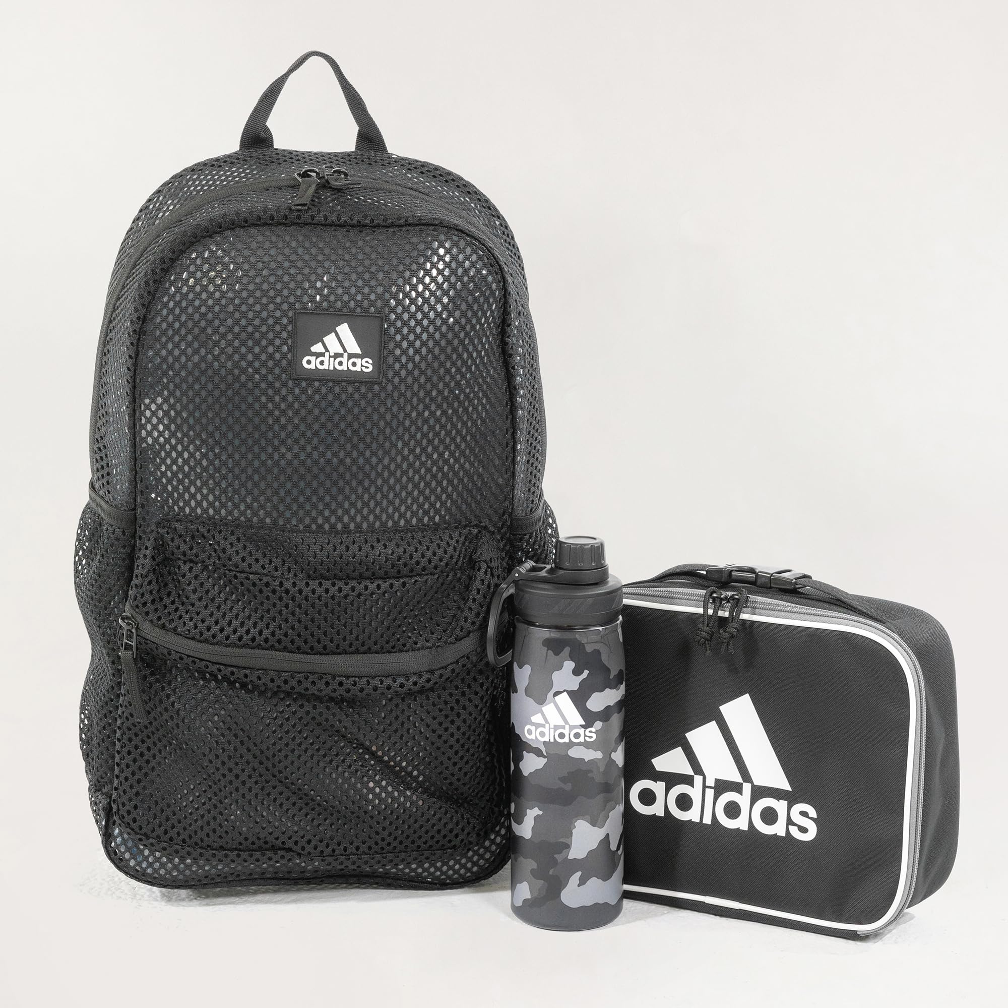 Adidas Hermosa Mesh Backpack - Transparent Clear Festival Bag for Women & Men, Black/White/2.0 One Size - Perfect for Raves, Concerts, Beach & Travel