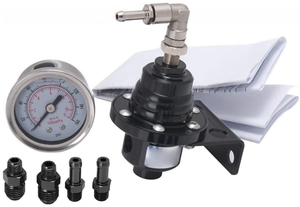 Universal Adjustable Fuel Pressure Regulator FPR 0-160 PSI for VW, JDM Turbo & Liquid Gauge - High Performance Fuel System Upgrade for Racing & Street Tuning (FPRT81S S.Y.MMYS)