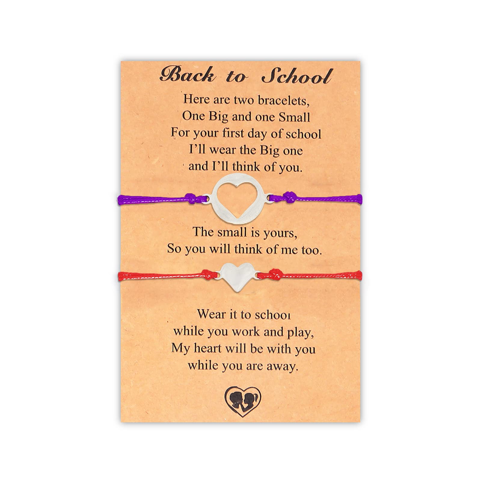 HUASAI First Day of School Bracelet Set - Back to School Gifts for Kids & Parents, Mommy and Me Matching Wish Bracelets - Perfect for School Celebrations, Graduation Gifts & Teacher Appreciation