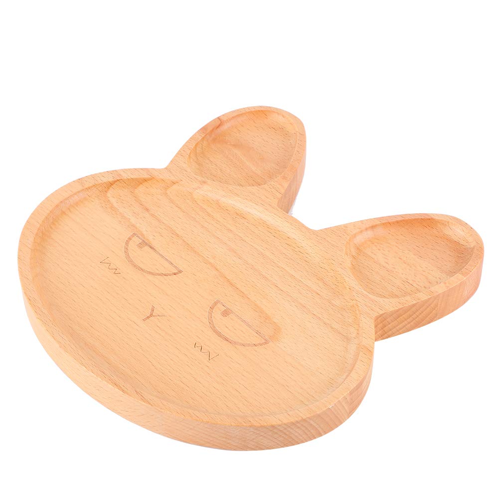Wooden Compartment Plate with Cute Pattern - 3-Section Dish Bowl for Snacks, Cookies & Meals | Eco-Friendly Wooden Serving Tray for Dining, Picnics & Party Snack Serving