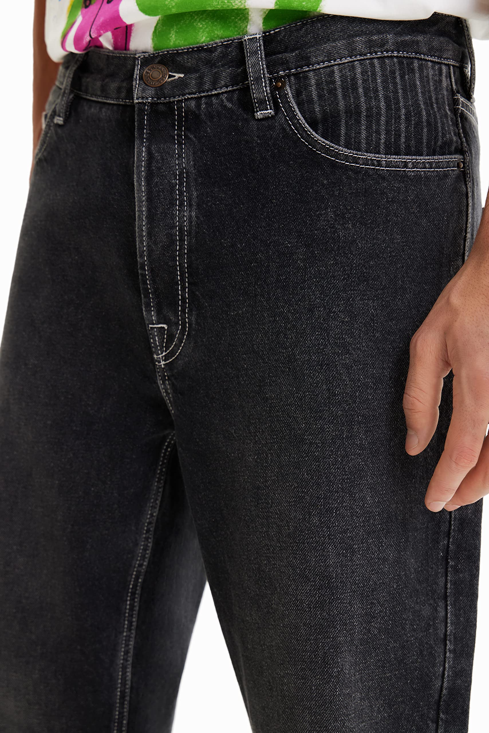 Desigual Men's Straight Fit Jeans - Classic Blue Denim Pants for Casual Wear & Everyday Style | Perfect for Work, Outings & Relaxed Weekends