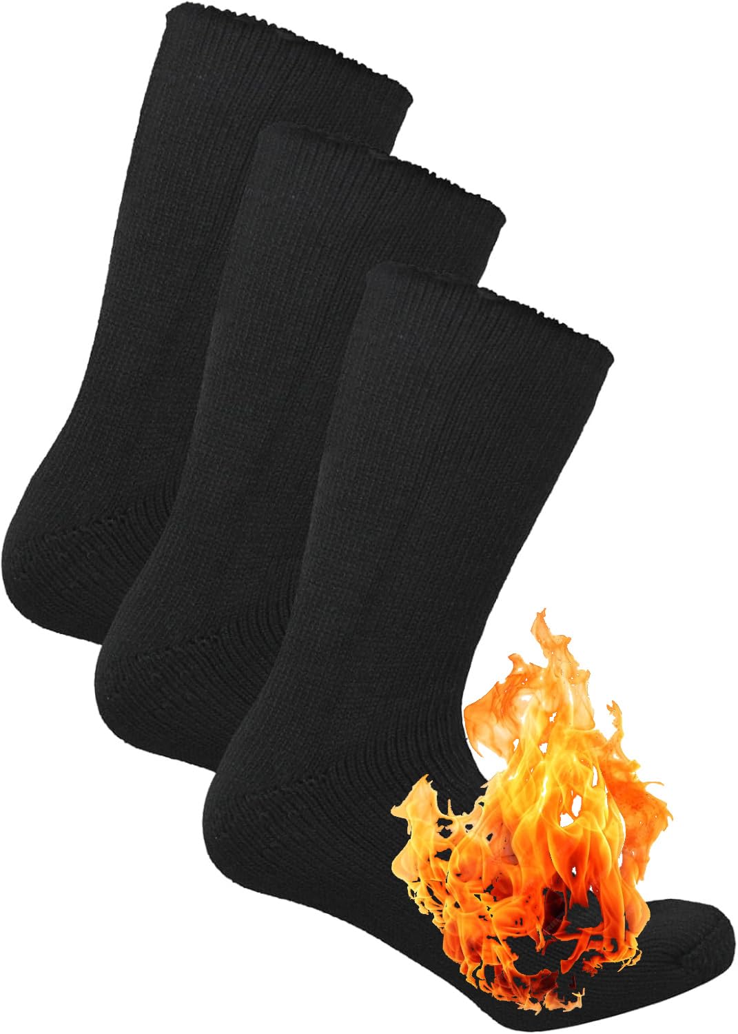 3 Pairs of Men's Thermal Winter Socks - Warm Wool Blend for Cold Weather, Hiking & Outdoor Activities