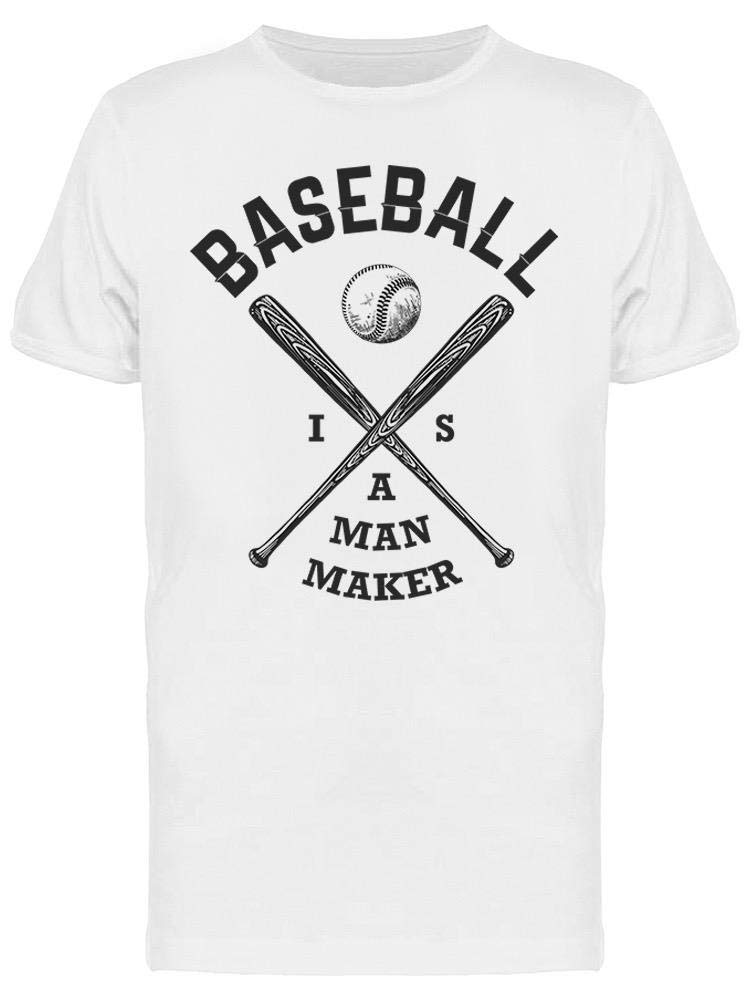 Baseball Is A Man Maker T-Shirt for Men - Vintage Baseball Poster Graphic Tee - Comfortable Cotton Casual Shirt for Sports Fans, Gifts & Everyday Wear