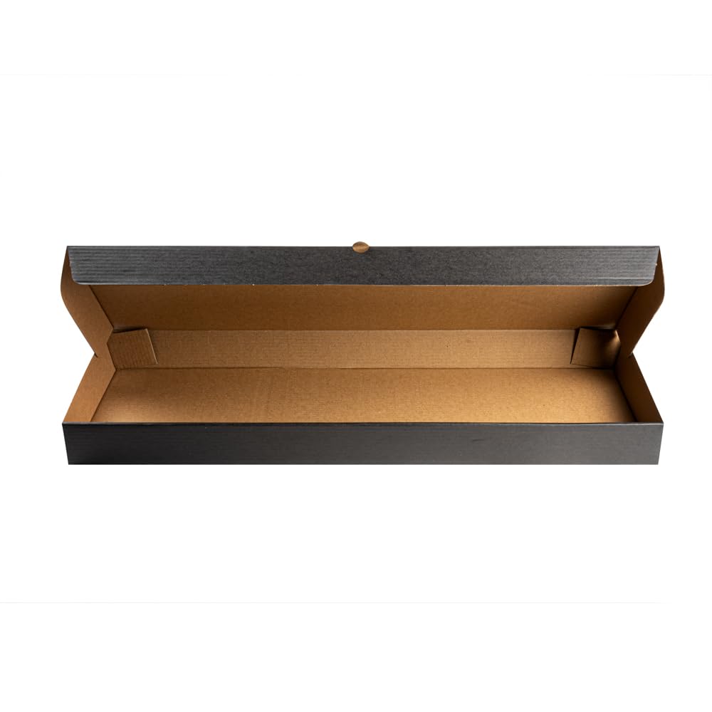 Eco-Friendly 24 x 12 x 2 Inch Flatbread Takeaway Boxes - 50 Pack Sturdy Corrugated Pizza Boxes with E-Flute Design & Tab-Lock System | Black & Kraft Paper Disposable Food Containers for Flatbreads, Pizzas, and Catering Events