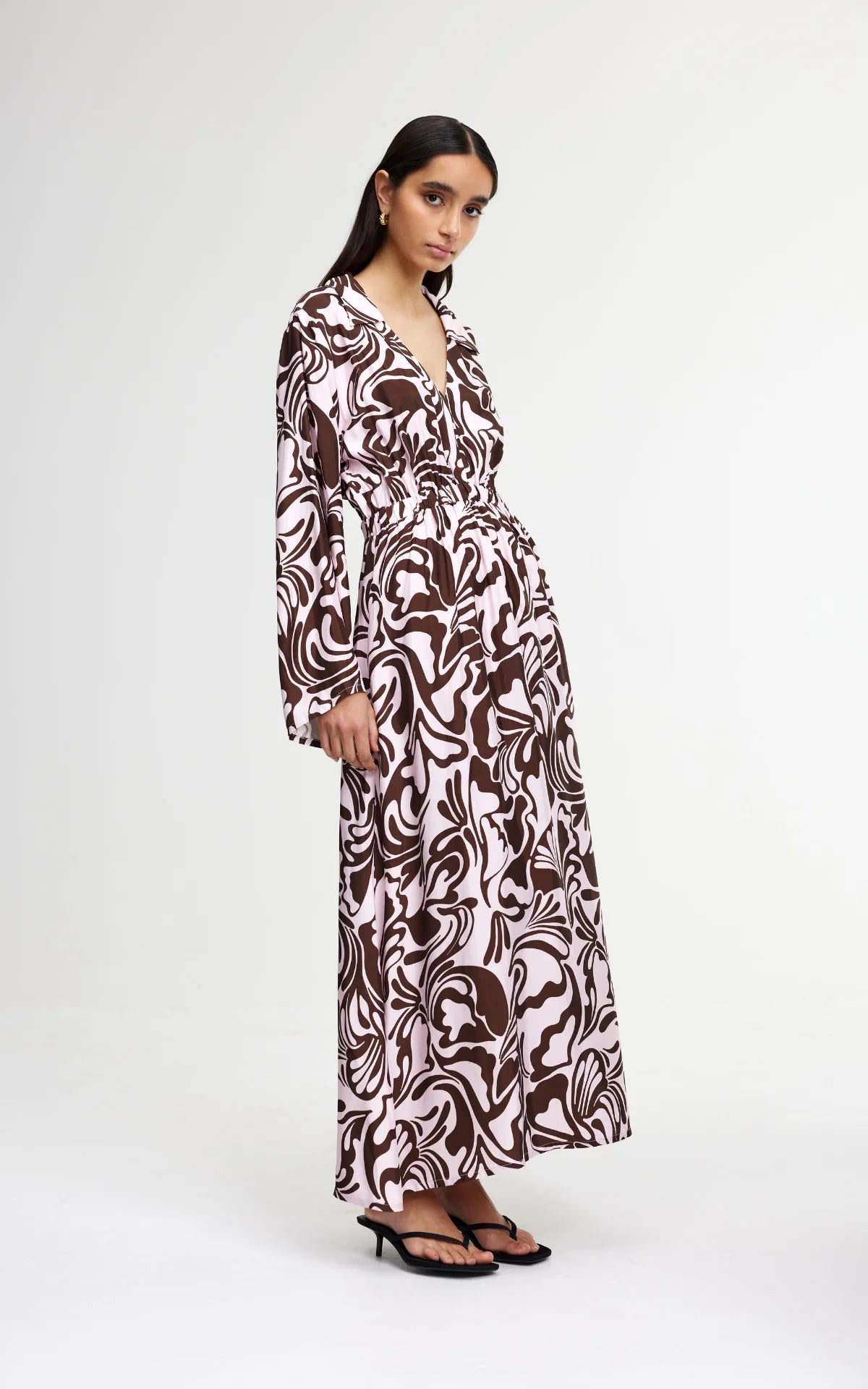 Kinney Stevie Dress - Women's Floral Midi Dress with Short Sleeves & Elastic Waist | Perfect for Summer, Beach Vacations & Casual Outings