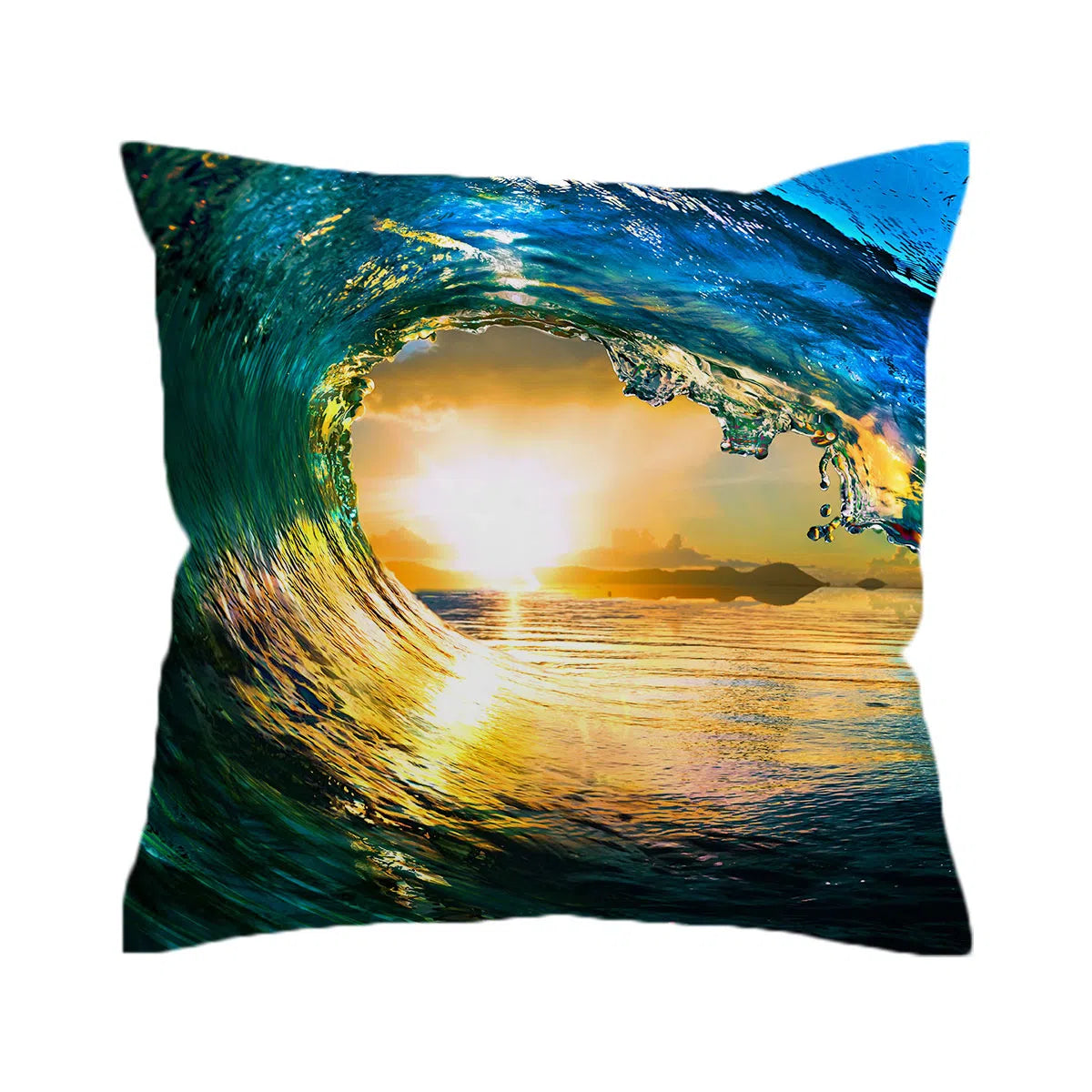 Eye of the Ocean Pillow Cover - Blue Wave Design Decorative Throw Pillow Case for Living Room, Bedroom & Sofa - Home Decor Accent for Coastal & Beach House Style