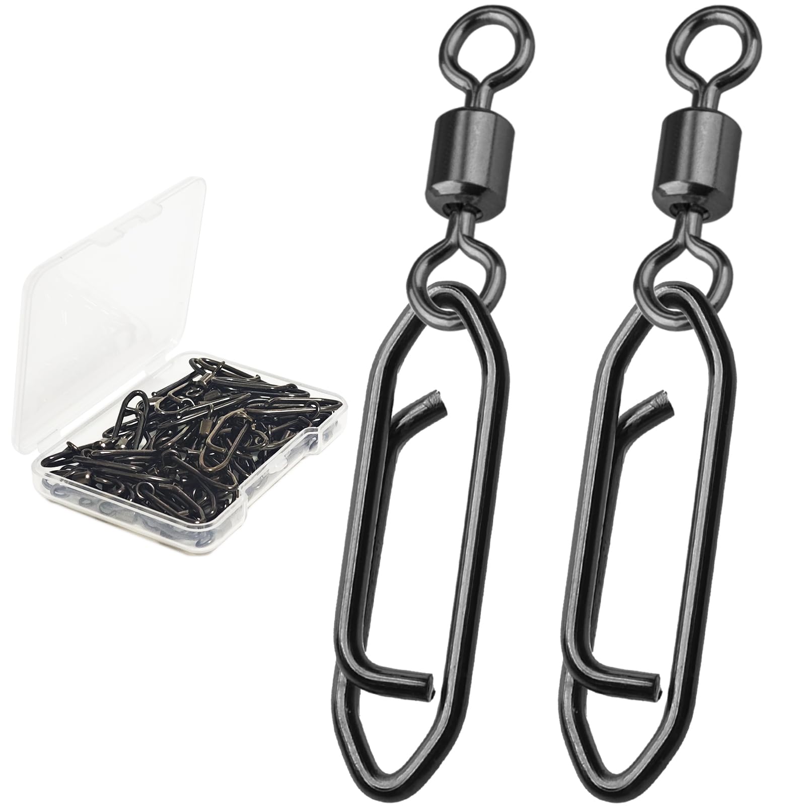 **Quick Change Fishing Power Clips - Black Fishing Swivel Snaps for Easy Tackle Replacement | Perfect for Saltwater & Freshwater Fishing**