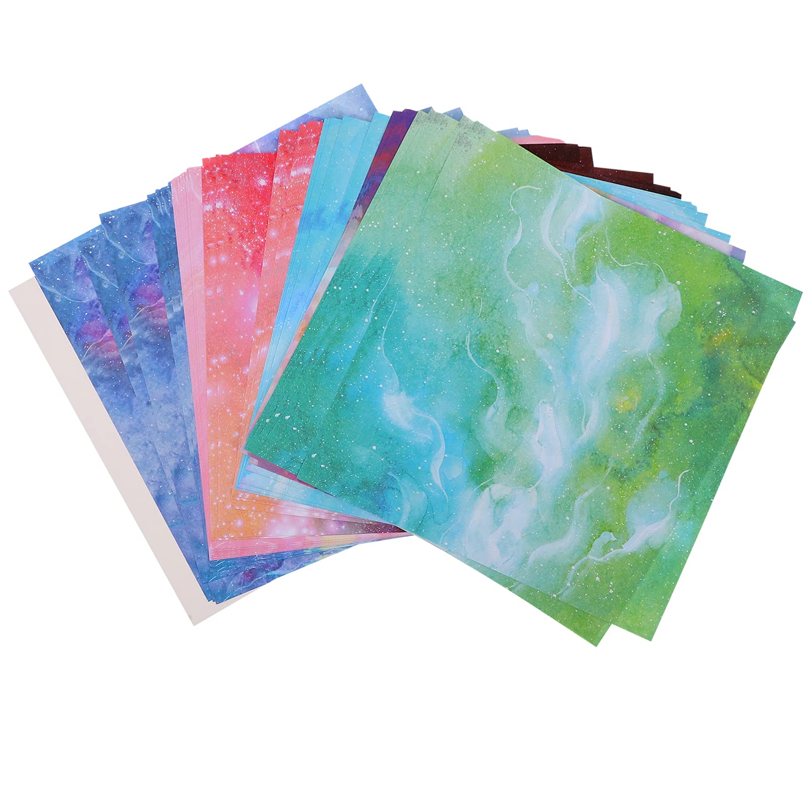 MILISTEN 100pcs Origami Paper - Double Sided Vivid Colors, Nebula Universe Pattern, Square Folding Paper for DIY Crafts, Scrapbooking & Home Decoration (Colorful)