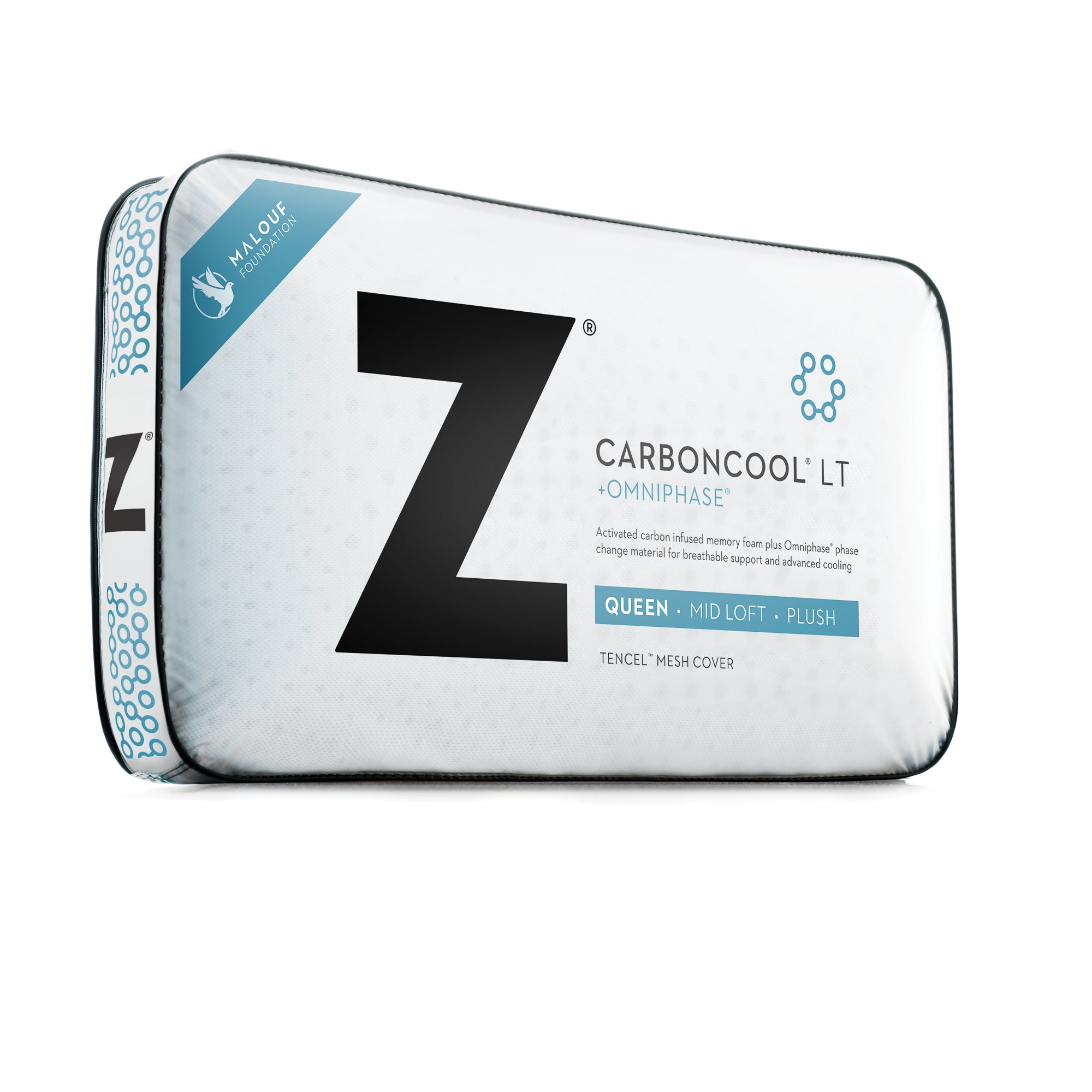 Malouf CarbonCool® + Omniphase® LT Cooling Pillow for Hot Sleepers - Breathable & Hypoallergenic Pillow for Side, Back & Stomach Sleepers - Perfect for Night Sweat Relief & Better Sleep