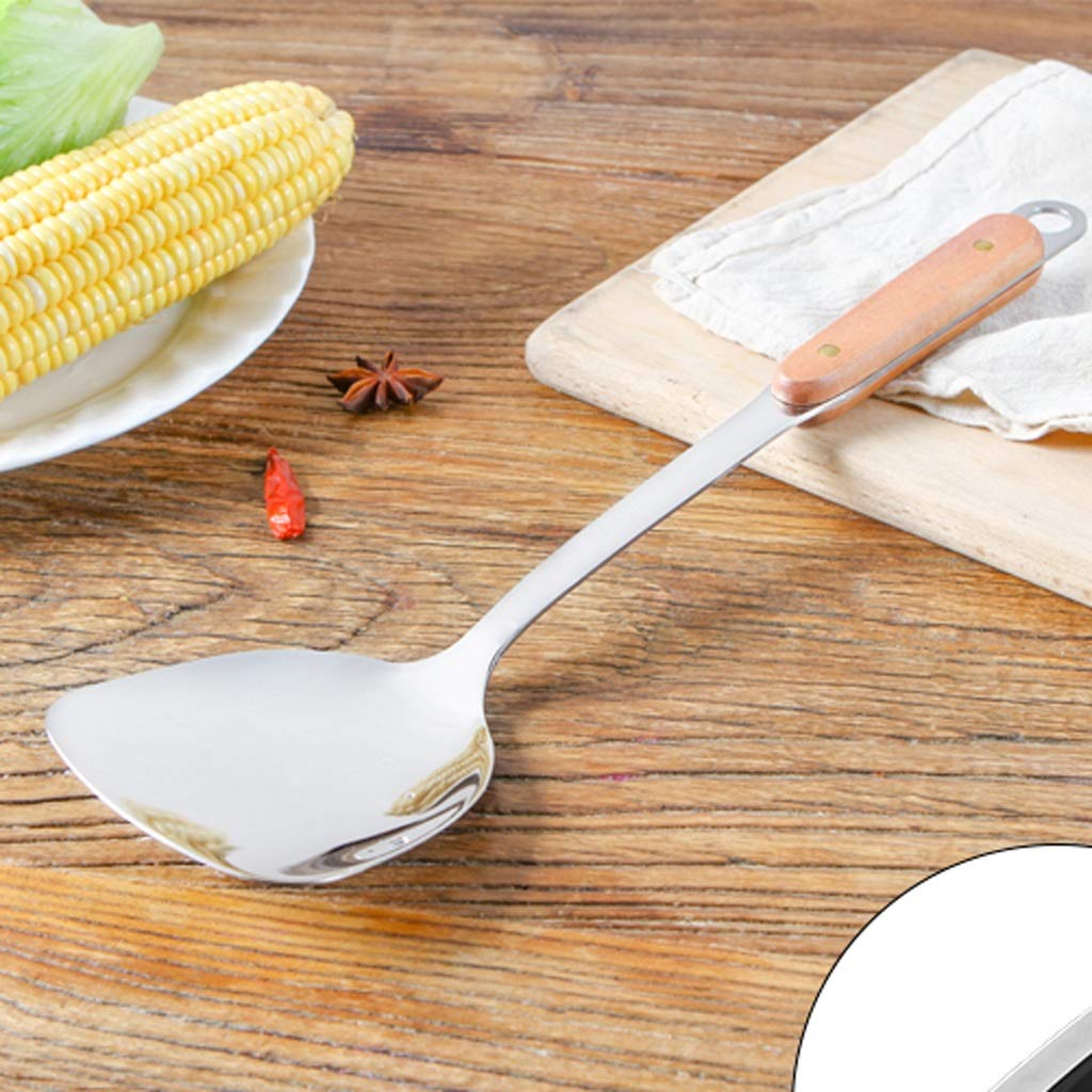 Premium Stainless Steel Spatula with Wooden Handle - Heat-Resistant Metal Turner for Cooking, Flipping Pancakes & Eggs - Perfect for Grilling, Baking & Everyday Kitchen Use
