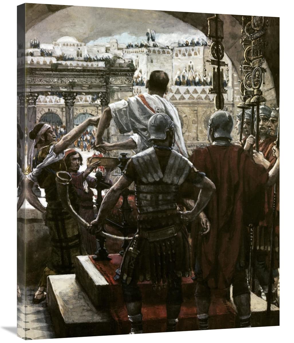 36 Inch James Tissot 'Pilate Washes His Hands' Art Print - Biblical Wall Decor for Home, Office & Church | Vintage Religious Painting Reproduction