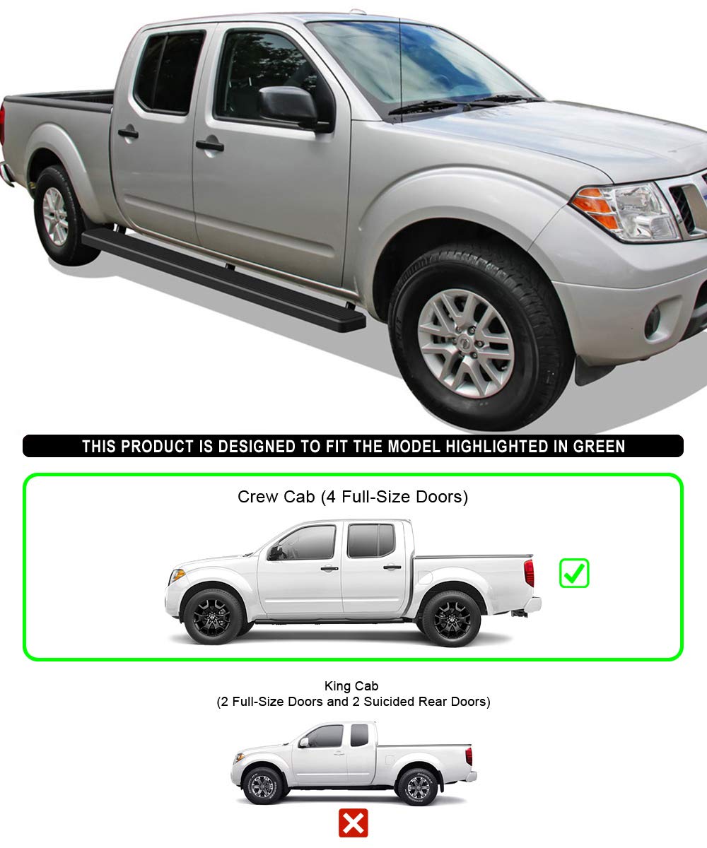 APS 6-inch Wheel to Wheel Running Boards for Nissan Frontier 2005-2025 Crew Cab 6ft Bed - Black Nerf Bars Side Steps with Anti-Slip Surface | Perfect for Off-Roading, Truck Access & Easy Entry/Exit
