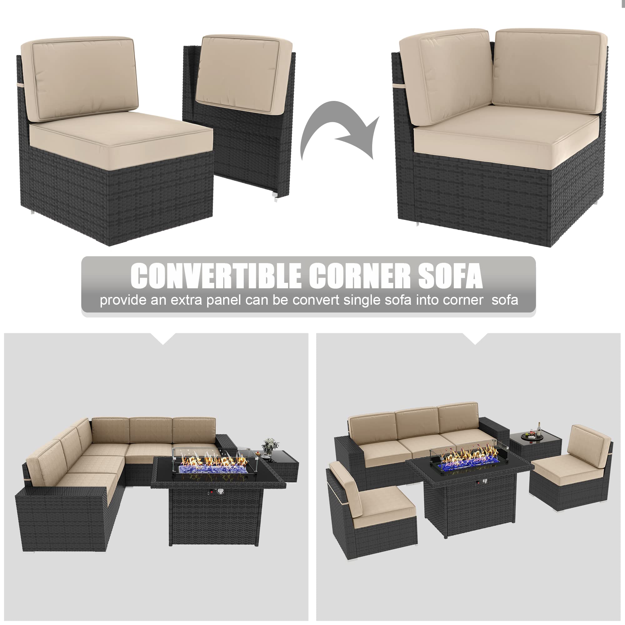 LayinSun 7-Piece Outdoor Patio Furniture Set with 44