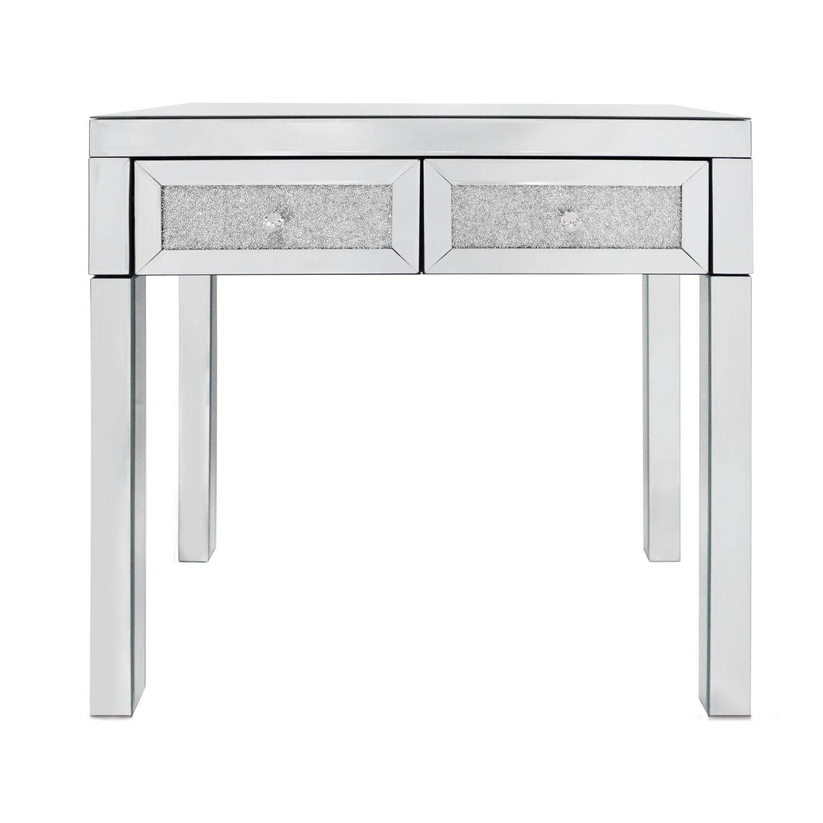 Clarivader Mirrored Vanity Desk with Crystal Diamond Mirror, 2 Drawers - Portable Makeup Dressing Table for Bedroom, Beauty Salon & Home Decor | Perfect for Makeup, Skincare & Jewelry Organization