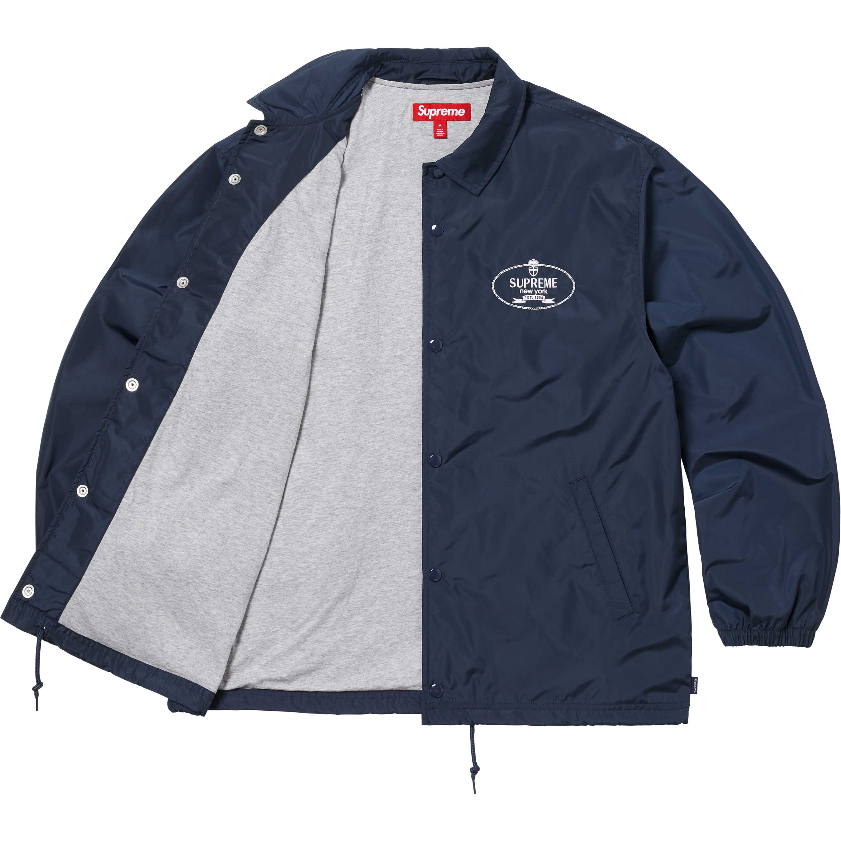 Supreme Crest Coaches Jacket - Navy Blue Lightweight Windbreaker for Men & Women - Perfect for Outdoor Sports, Casual Wear & Street Fashion