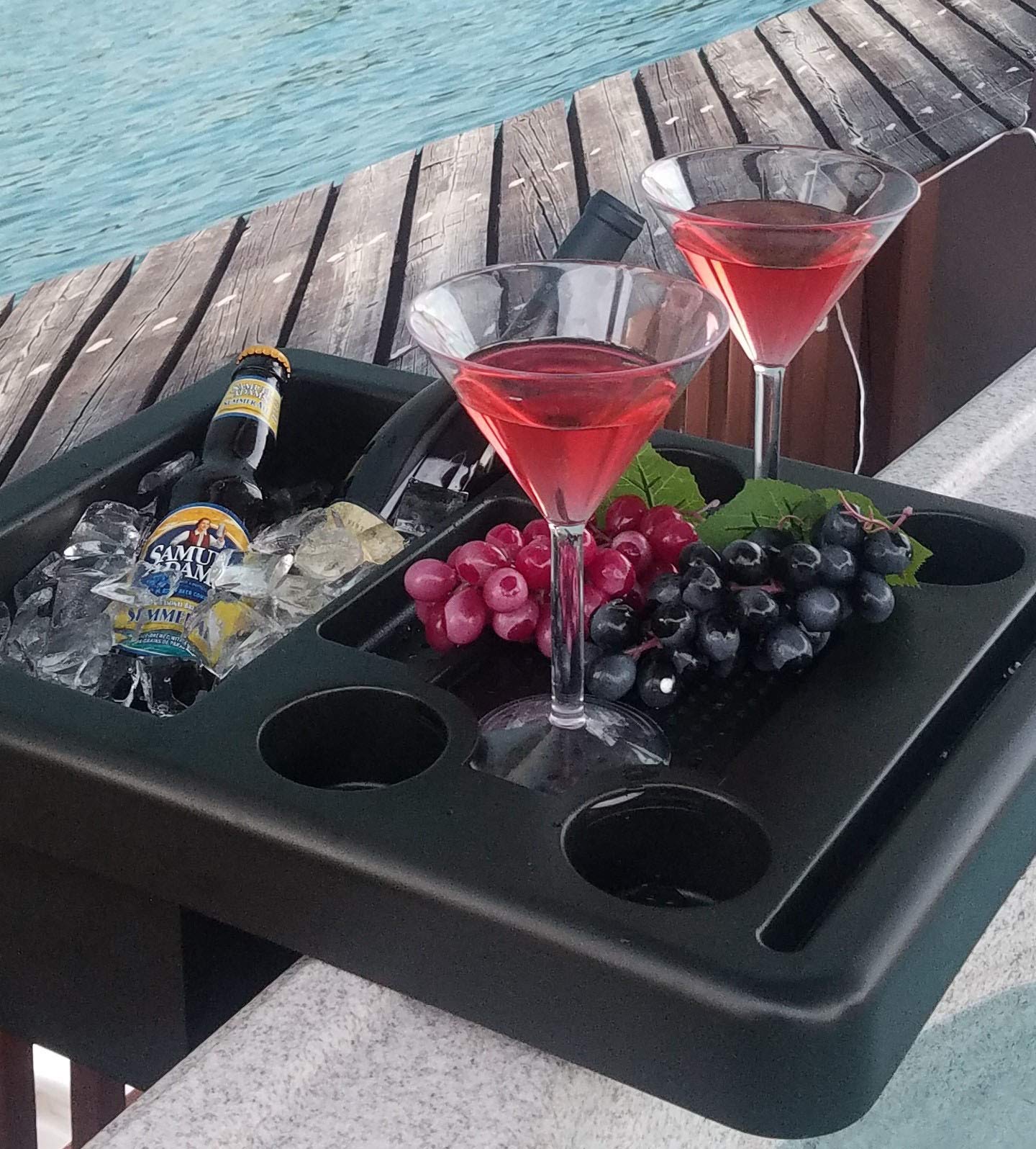 Ultimate Hot Tub Tray with Drink Holder & Snack Tray - Spa Accessories for Relaxing Bath Time, Includes Ice Bucket, Towel & Phone Holder, Tablet Stand - Perfect for Outdoor Jacuzzi & Indoor Spa Use
