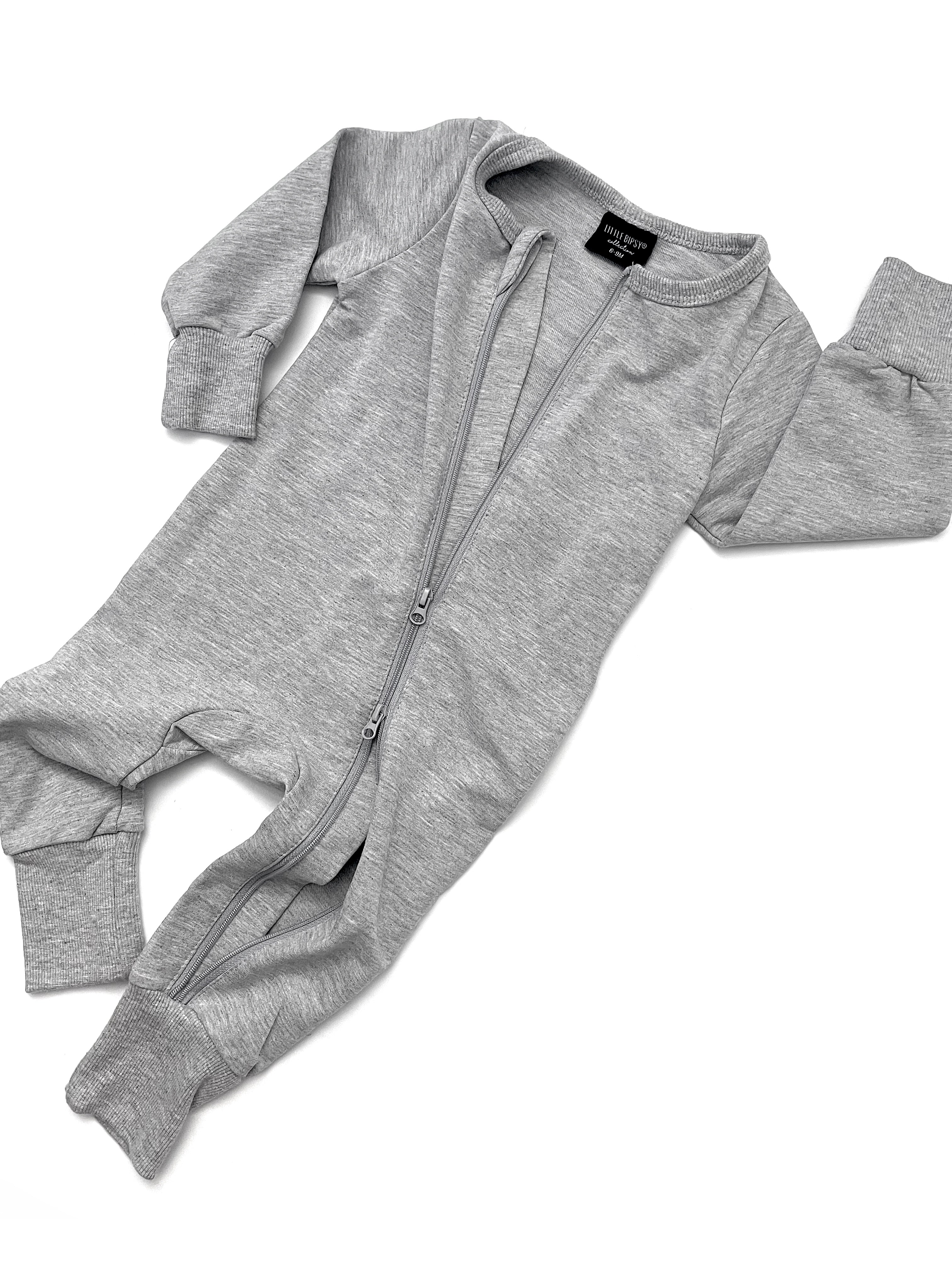 2-Way Zip Romper for Babies - Soft & Comfortable Grey Jumpsuit - Perfect for Playtime, Daycare & Outdoor Adventures