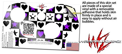 XBOX 360 Controller Skin - Purple Hearts & Stars Decal for Gaming