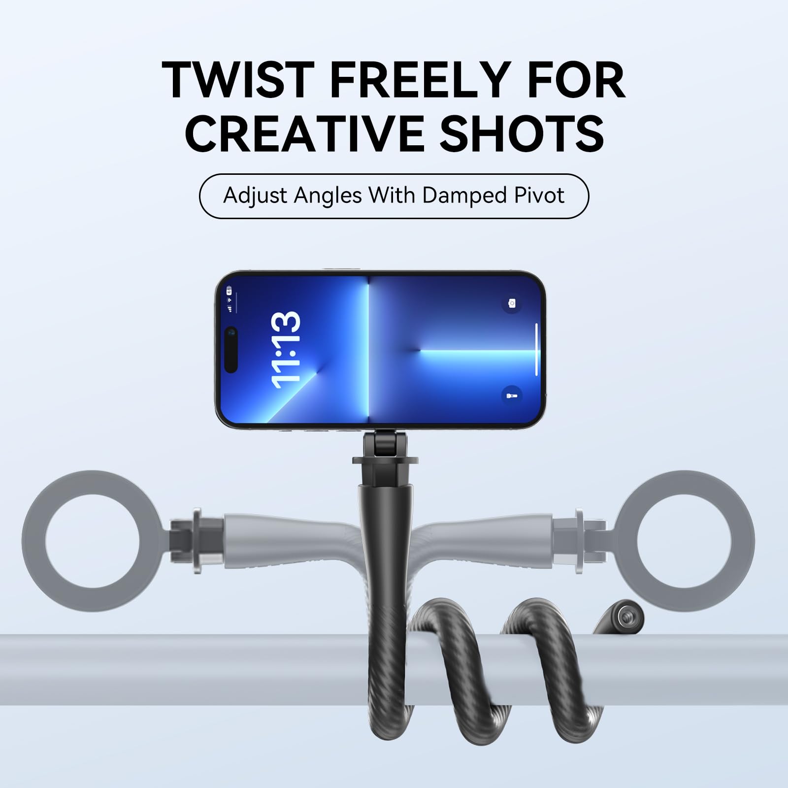 TELESIN Flexible Magnetic Phone Holder, Portable Magsafe Phone Stand & Selfie Stick for iPhone, Samsung, Action Cameras - Perfect for Shopping, Treadmill, Stroller, Vlogging (Black)