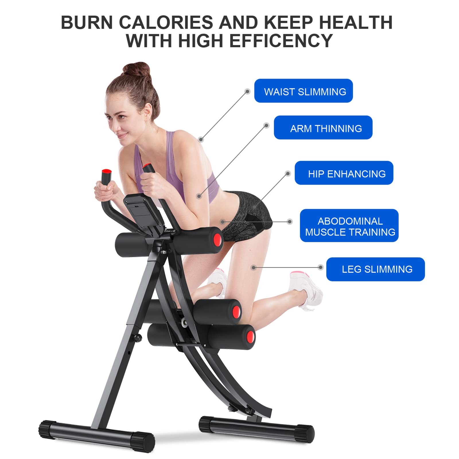 COSTWELL Adjustable Ab Machine for Core Strength Training - Foldable Abdominal Workout Equipment with 2 Resistance Bands for Home Gym | Perfect for Stomach Toning & Waist Training Exercises