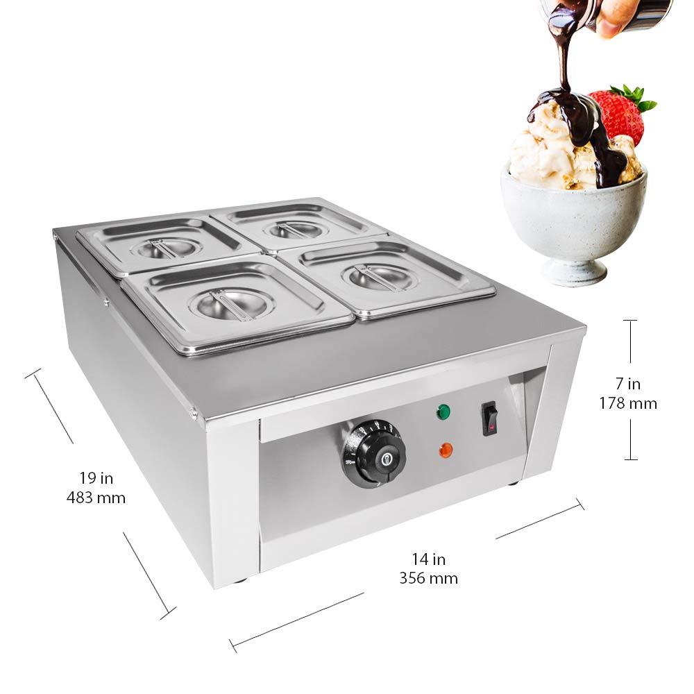 ALDKitchen Electric Chocolate Melting Pot - 4 Tanks Professional Candy & Fondue Warmer (110V) - Perfect for Baking, Dessert Making & Party Treats